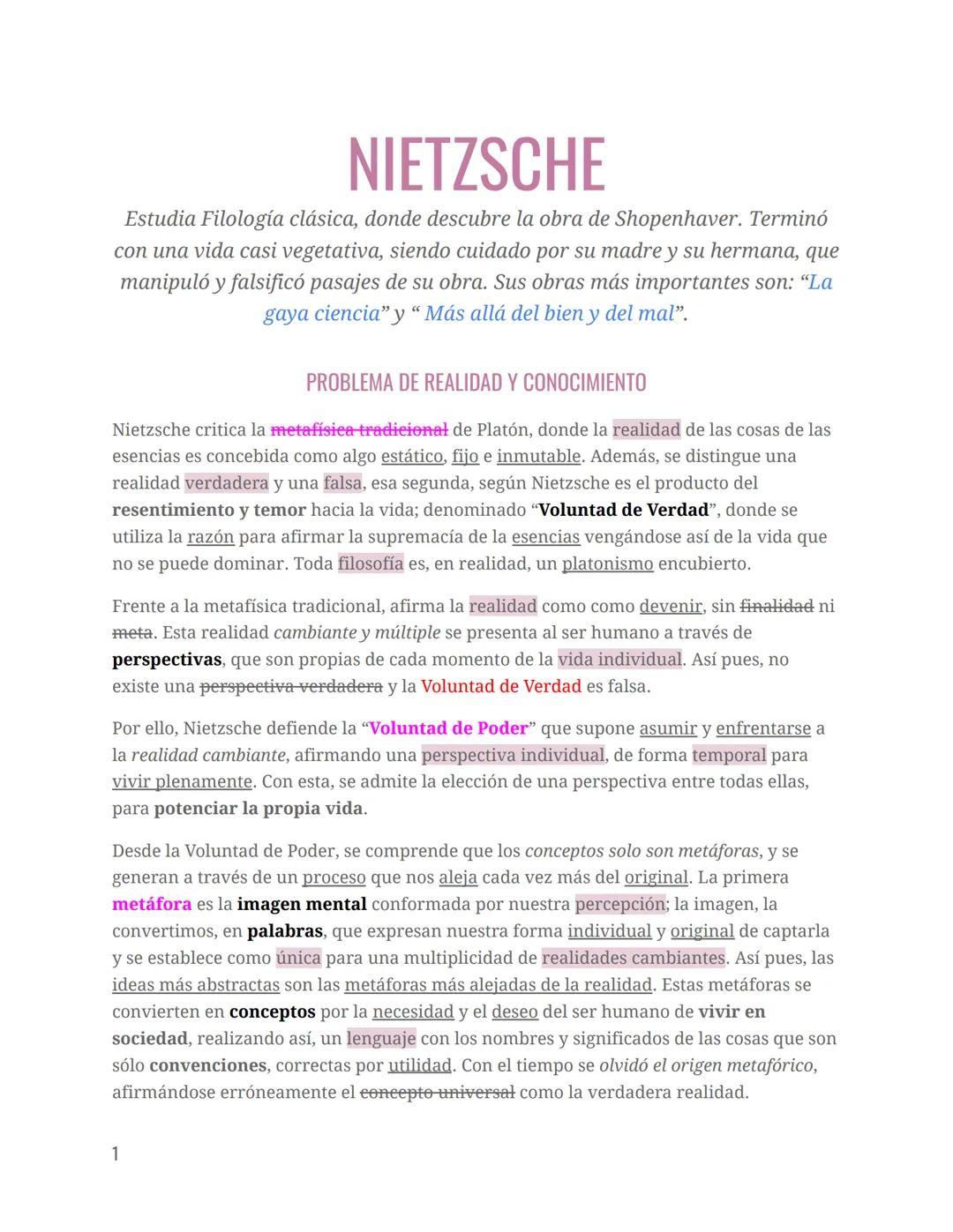 NIETZSCHE
Estudia Filología clásica, donde descubre la obra de Shopenhaver. Terminó
con una vida casi vegetativa, siendo cuidado por su madr