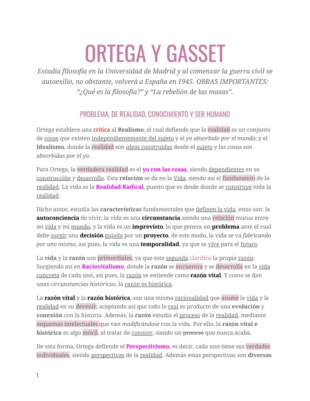 # ORTEGA Y GASSET
Estudia filosofía en la Universidad de Madrid y al comenzar la guerra civil se
autoexilio, no obstante, volverá a España