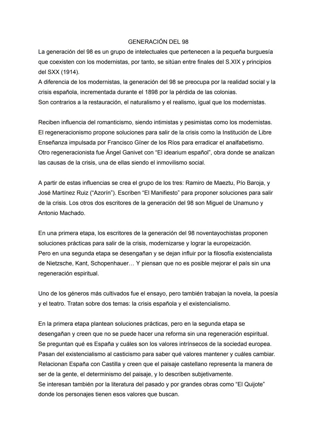 LA GENERACIÓN DEL 98