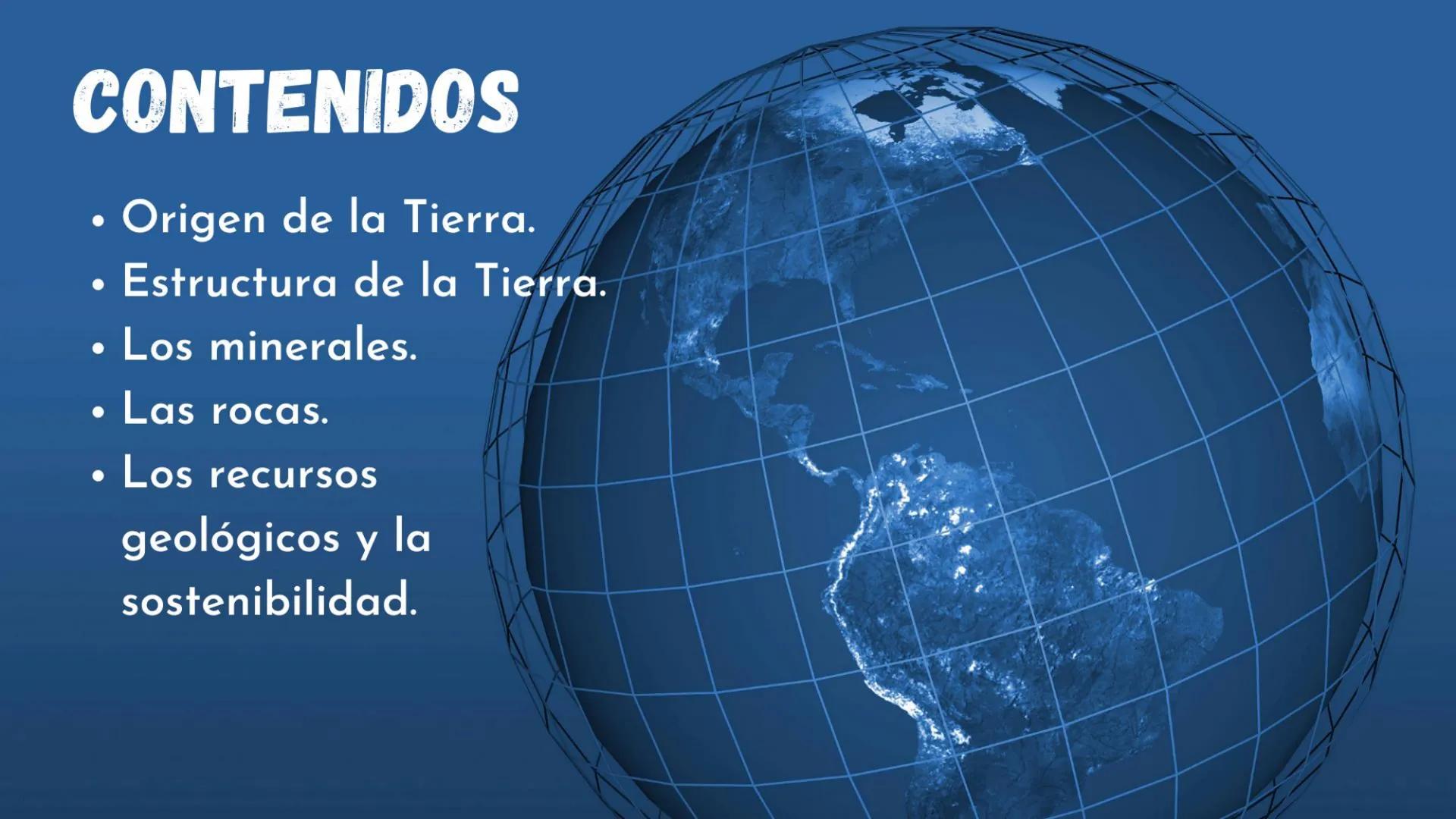 UD5. GEOSFERA:
MINERALES Y ROCAS CONTENIDOS
•
•
Origen de la Tierra.
Estructura de la Tierra.
Los minerales.
• Las rocas.
Los recursos
geoló