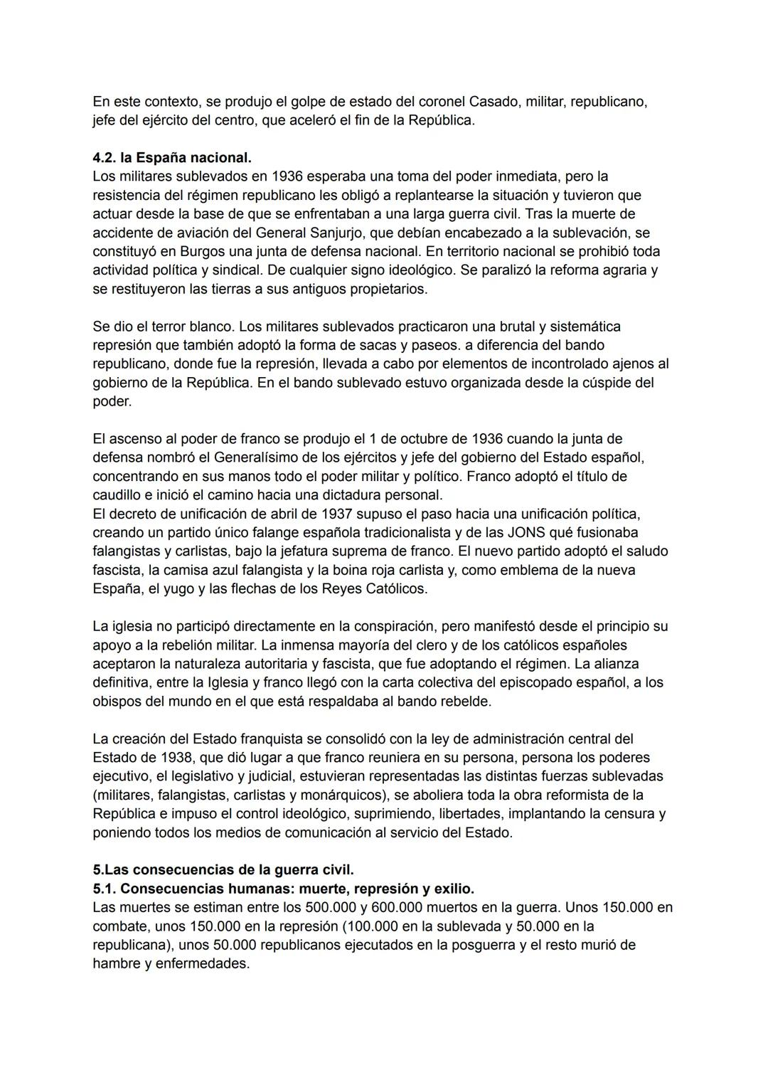 La sublevación militar y la guerra civil. Dimensión internacional del conflicto.
Evolución de las dos zonas y consecuencias de la guerra.
Í