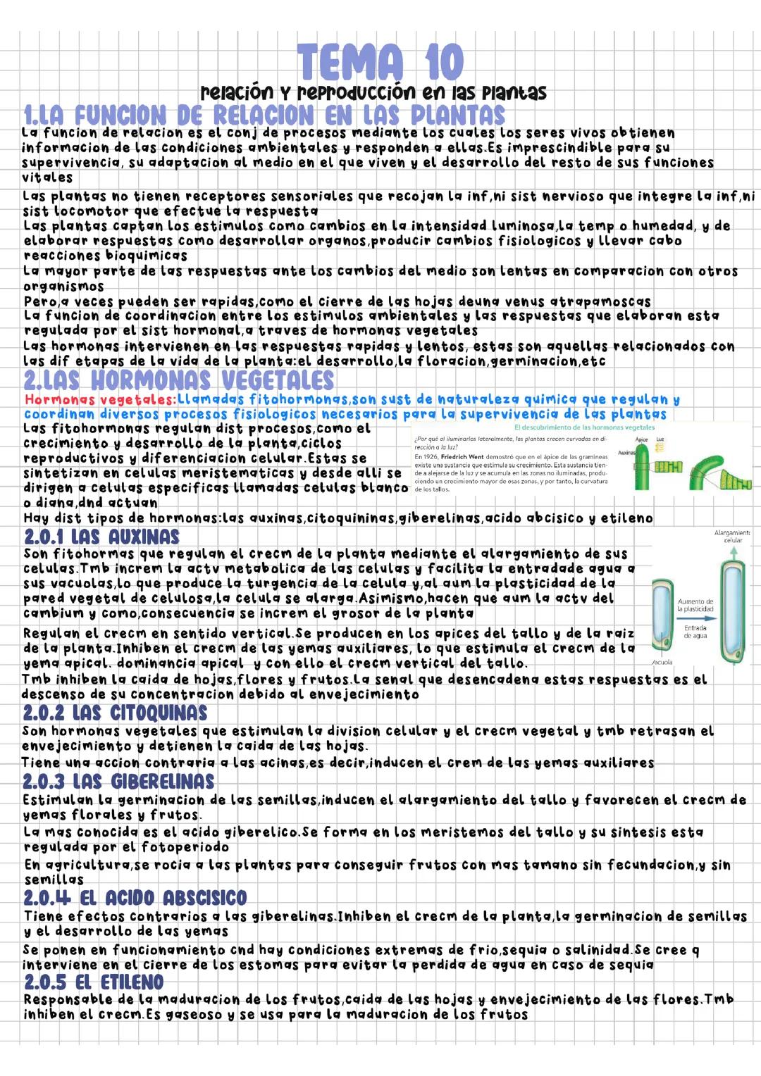 Tema 10.Relación y reproducción en las plantas