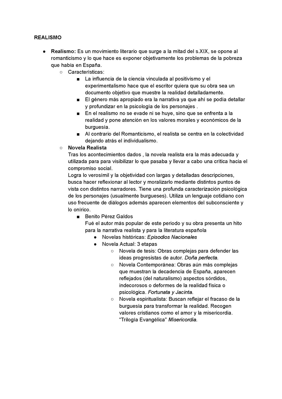 Literatura : Realismo y el Naturalismo