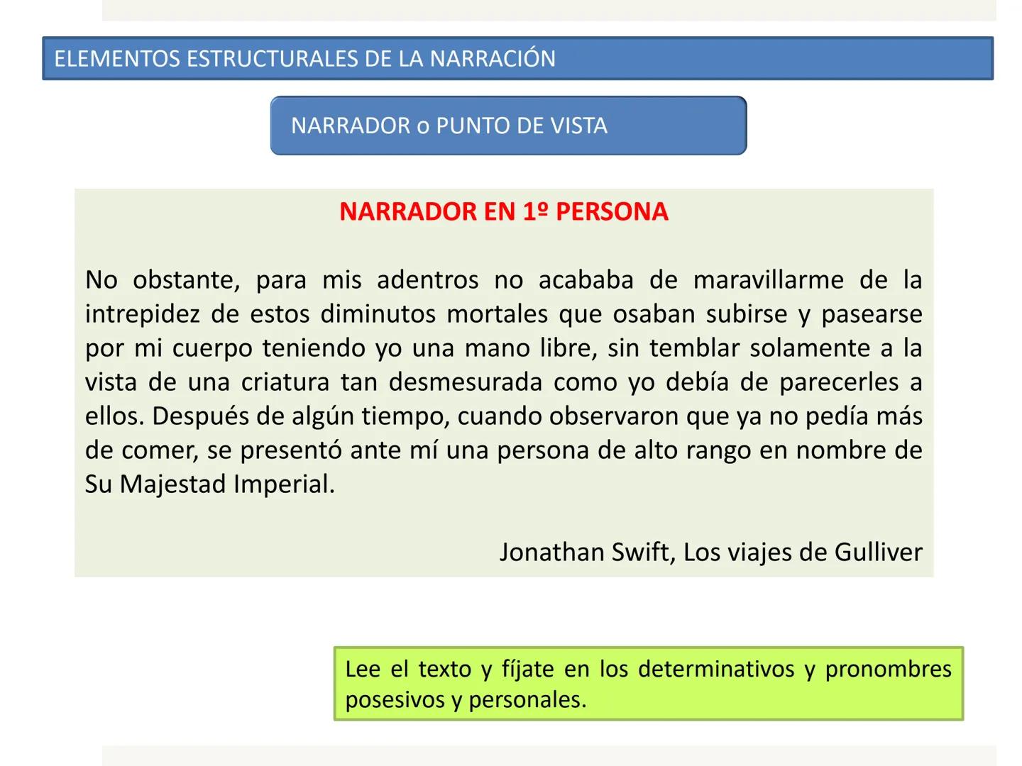 LA NARRACIÓN
Lengua Castellana y Literatura - 1º ESO LA NARRACIÓN
reales o
La narración es el relato estructurado que cuenta uno o varios su