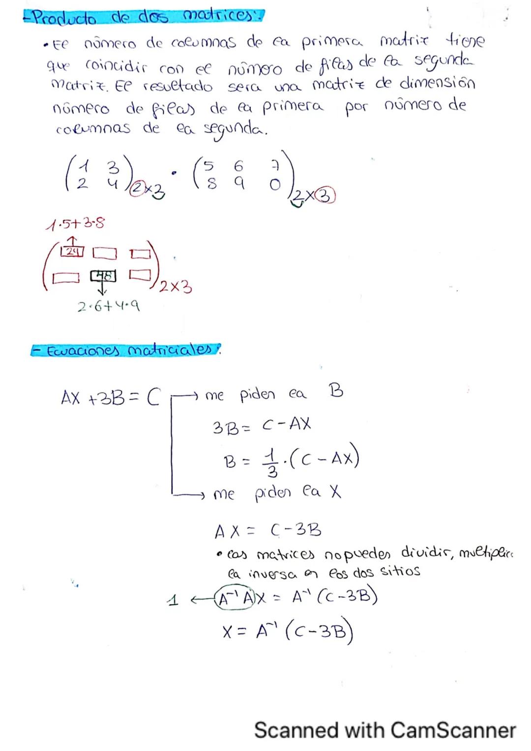 MATRICES
-Matrix traspuesta!
2
3
ל
५
6
"A√34
56/3×2
- Matriz inversa:
A' =
Adj A+
t
ΤΑΙ
-Matriz adjunta: (solo, matrices cuadradas)
A=
cambi