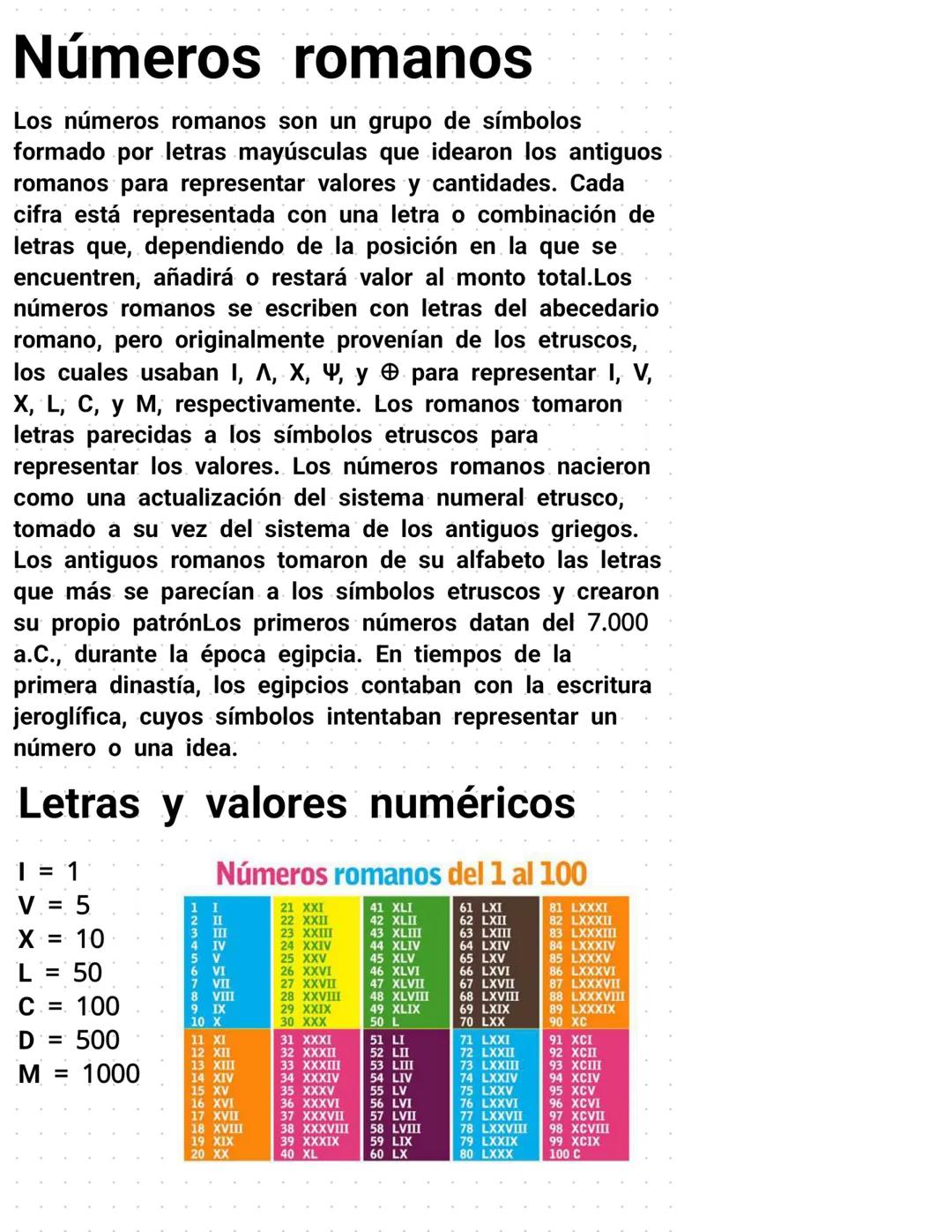 # Números romanos
Los números romanos son un grupo de símbolos
formado por letras mayúsculas que idearon los antiguos
romanos para represen