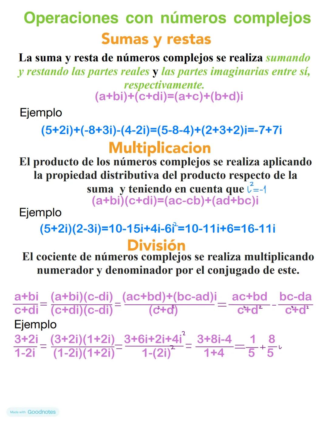 Números
Complejos
Made with Goodnotes Números complejos
Se entiende por números complejos a la combinación
de números reales e imaginarios.
