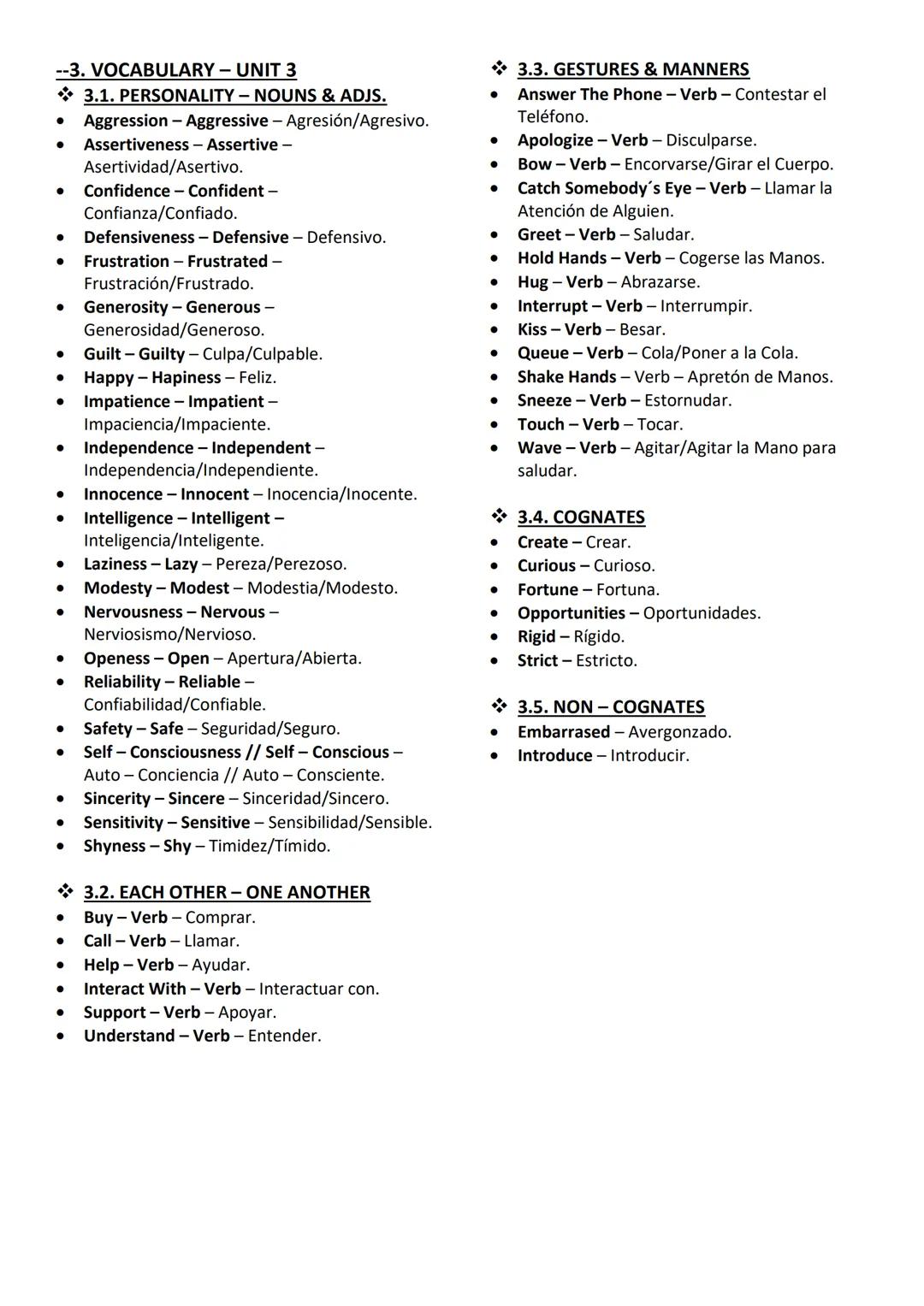 •
•
Do Aerobics/Athletics - Verb - Hacer
INGLÉS-VOCABULARY
--1. VOCABULARY - UNIT 1
1.1. GET, GO, MAKE, DO, PLAY
Do a Course - Verb - Hacer