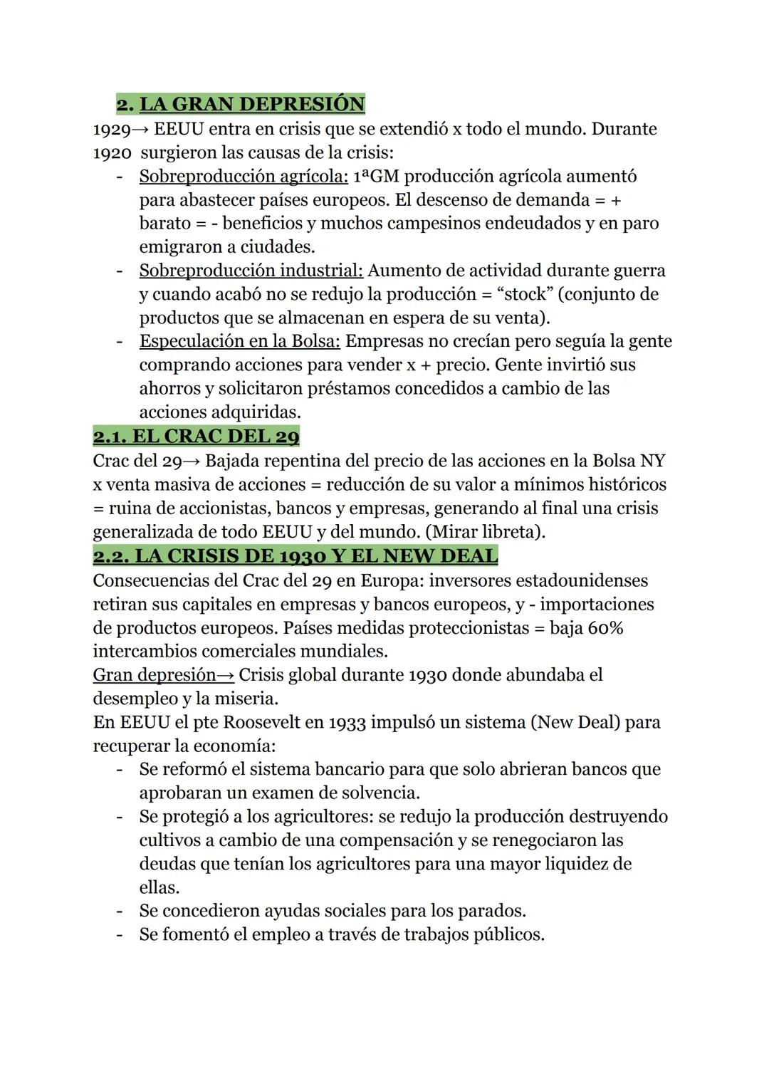 # HISTORIA: Periodo de
entreguerras
1. LA EVOLUCIÓN ECONÓMICA ENTRE 1919 Y 1929
La década de 1920 estuvo marcada x consecuencias de la 1ª