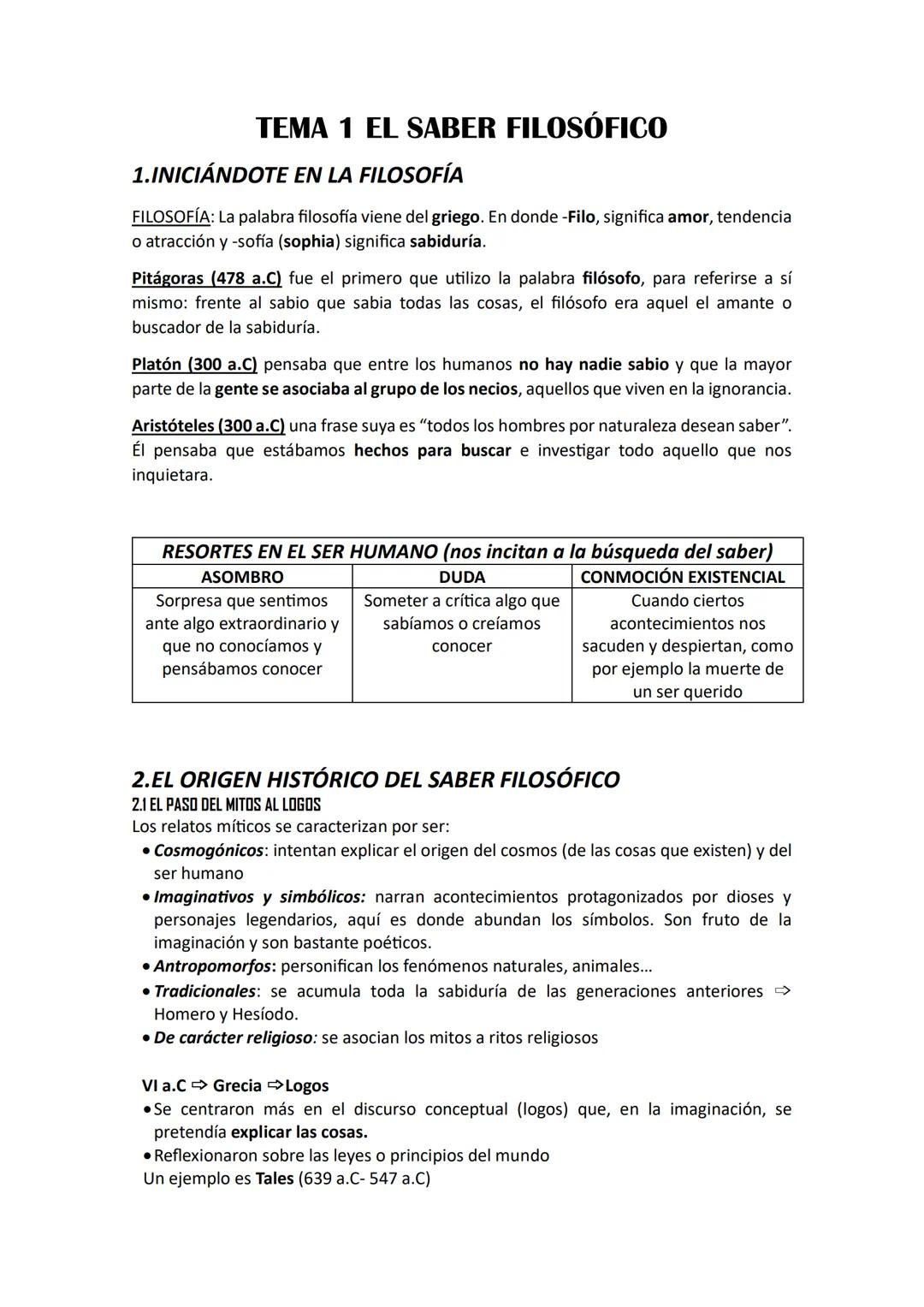 # TEMA 1 EL SABER FILOSÓFICO
1.INICIÁNDOTE EN LA FILOSOFÍA
FILOSOFÍA: La palabra filosofía viene del griego. En donde -Filo, significa amo