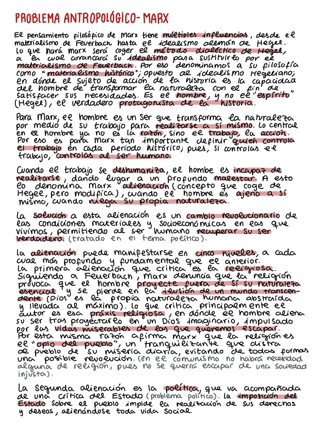 PROBLEMA ANTROPOLÓGICO-MARX
El pensamiento filosófico de marx tiene múltiples influencias, desde el
materialismo de Feuerbach hasta ee ideal