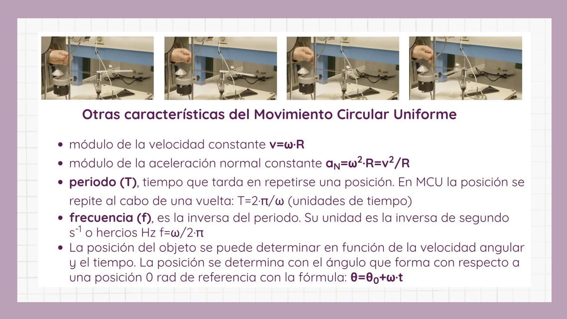 MCU
El movimiento circular uniforme
3
El movimiento circular uniforme, MCU
es el que lleva un objeto que describe
una trayectoria circular c