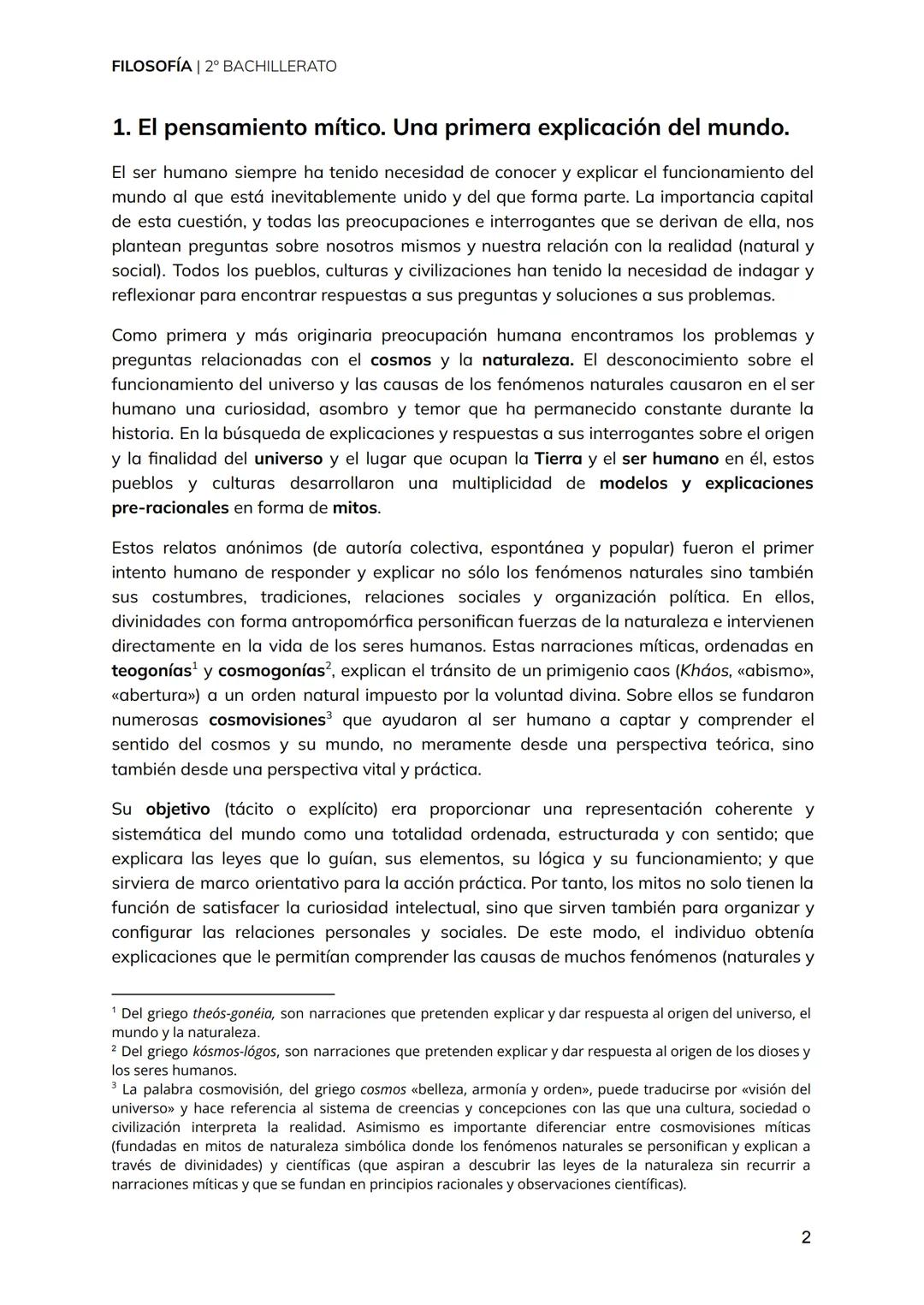 FILOSOFÍA | 2° BACHILLERATO
TEMA 1
Del mito al logos.
El origen de la filosofía
y los presocráticos.
1 FILOSOFÍA | 2° BACHILLERATO
1. El pen