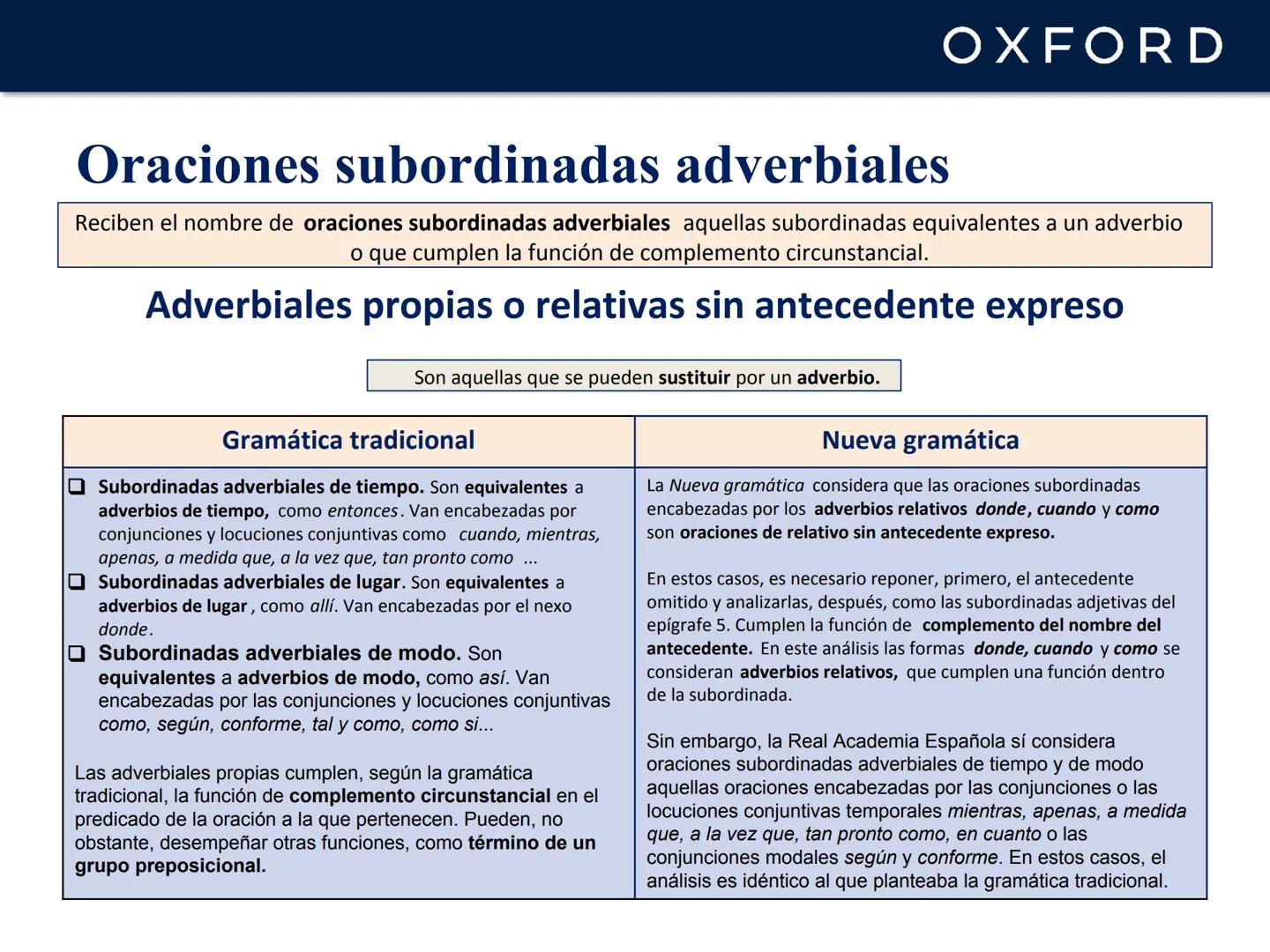 # OXFORD
# UNIDAD 8. La oración compuesta
# Lengua castellana y Literatura
## 1º Bachillerato # OXFORD
# La oración compuesta
Una oració