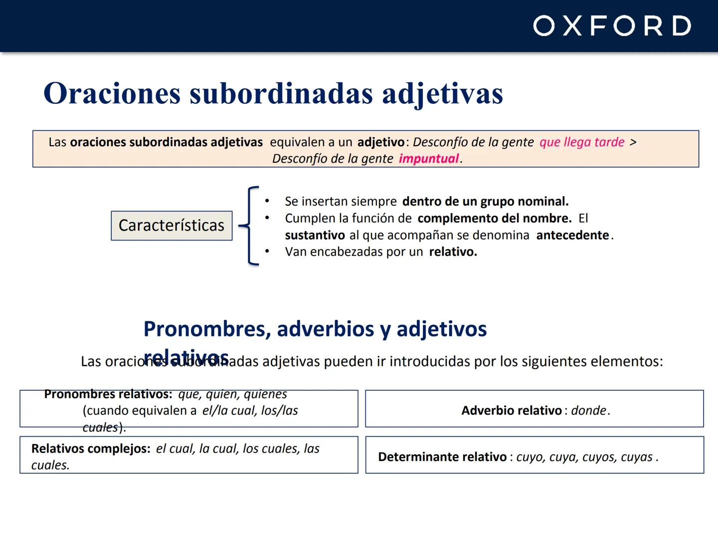 # OXFORD
# UNIDAD 8. La oración compuesta
# Lengua castellana y Literatura
## 1º Bachillerato # OXFORD
# La oración compuesta
Una oració