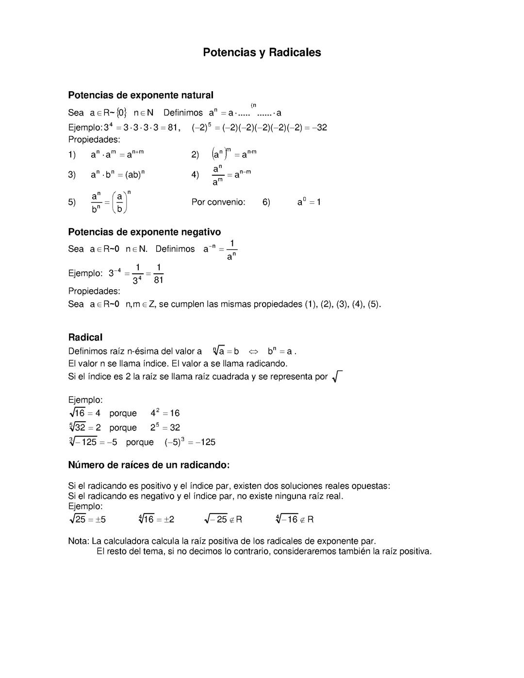 Potencias y Radicales (Explicación + Ejercicios)