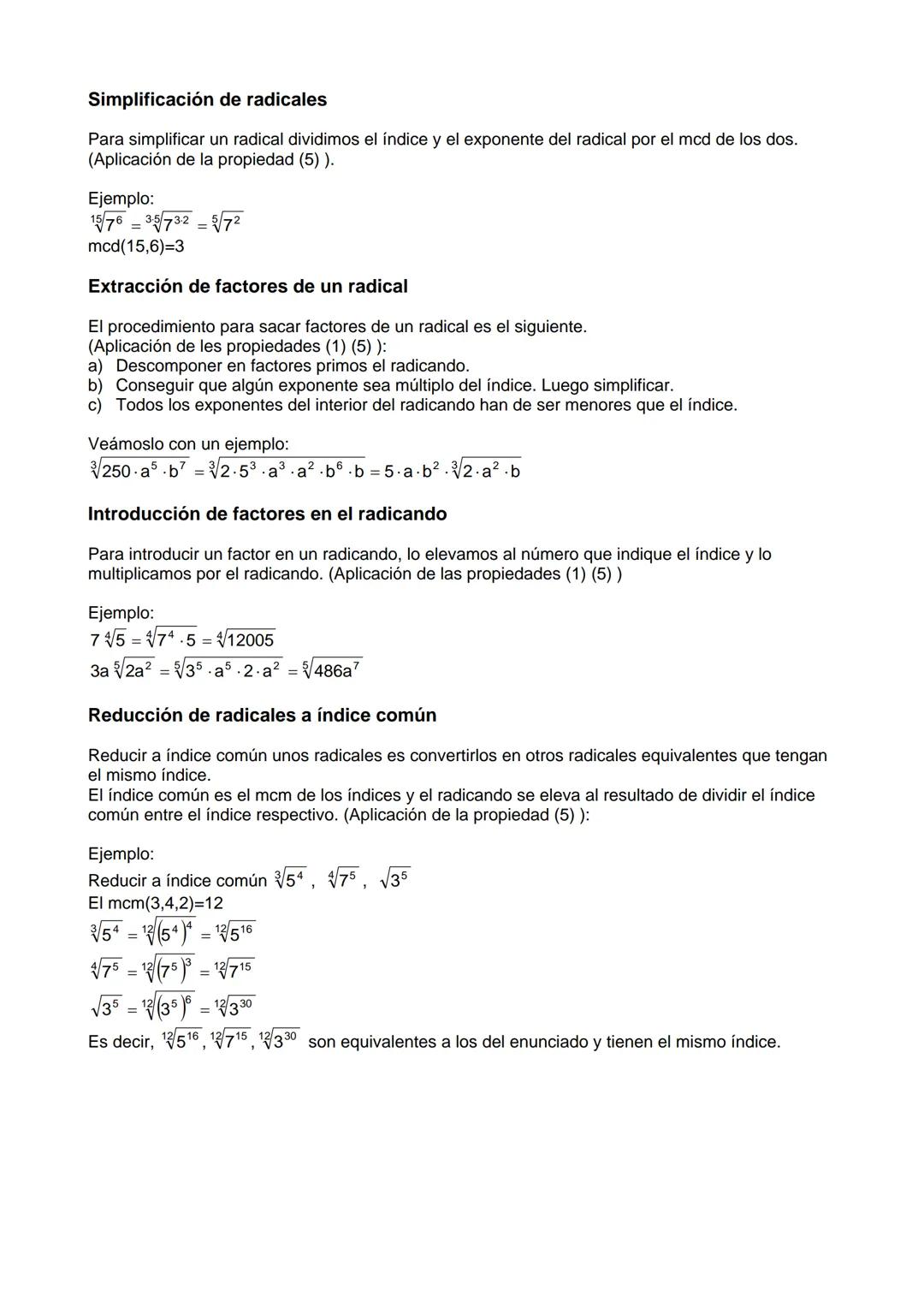Potencias y Radicales
Potencias de exponente natural
Sea ae R~{0} neN Definimos a₁ = a......
(n
...... a
Ejemplo: 34 3.3.3.3=81, (-2)5 = (-2
