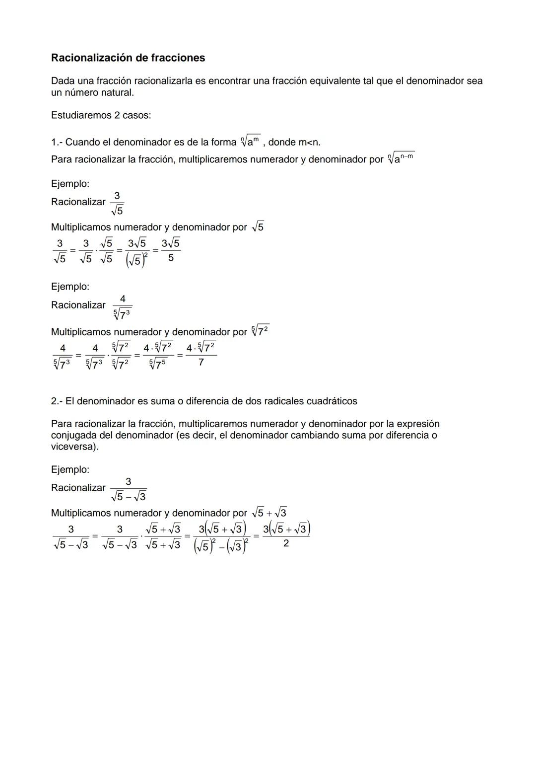 Potencias y Radicales
Potencias de exponente natural
Sea ae R~{0} neN Definimos a₁ = a......
(n
...... a
Ejemplo: 34 3.3.3.3=81, (-2)5 = (-2