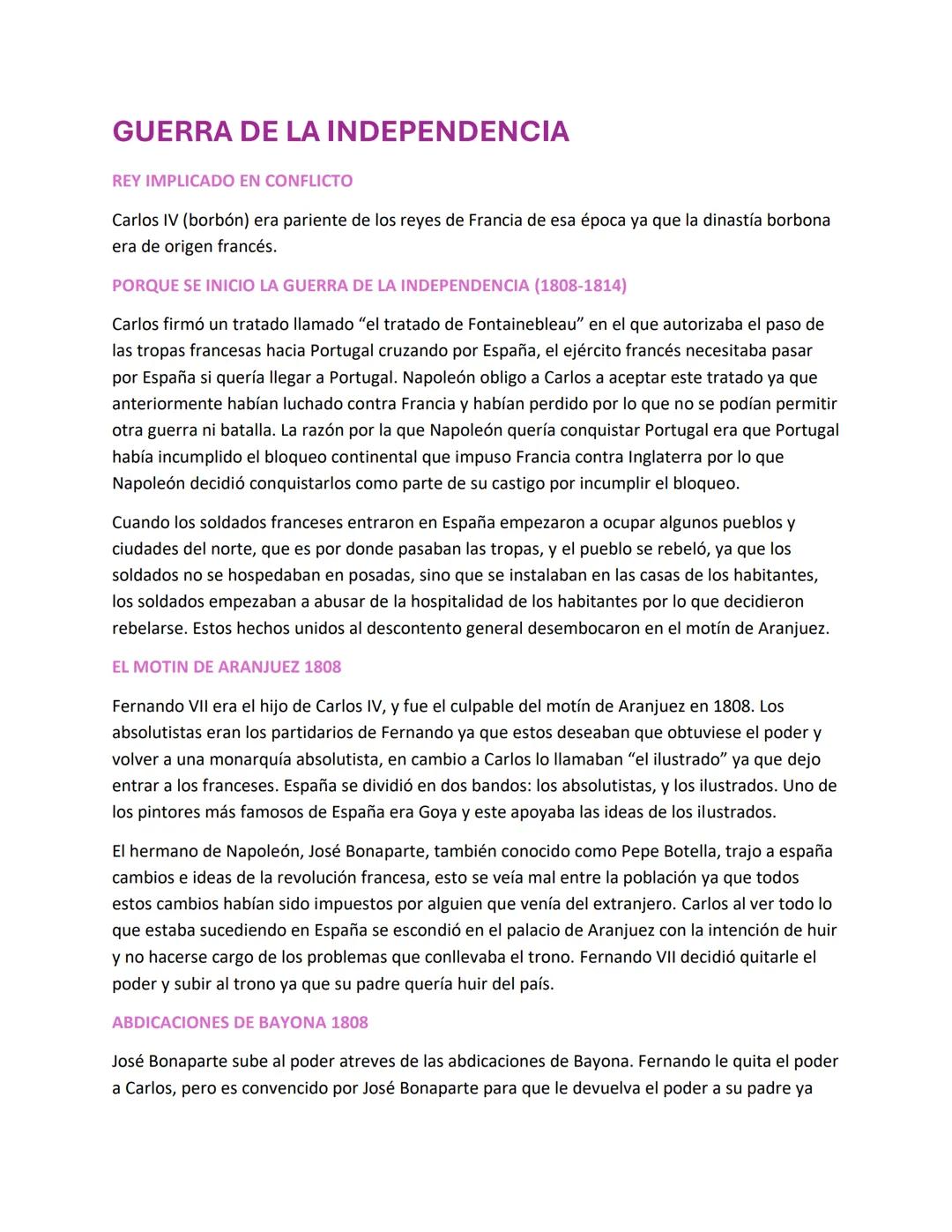 # GUERRA DE LA INDEPENDENCIA
REY IMPLICADO EN CONFLICTO
Carlos IV (borbón) era pariente de los reyes de Francia de esa época ya que la din