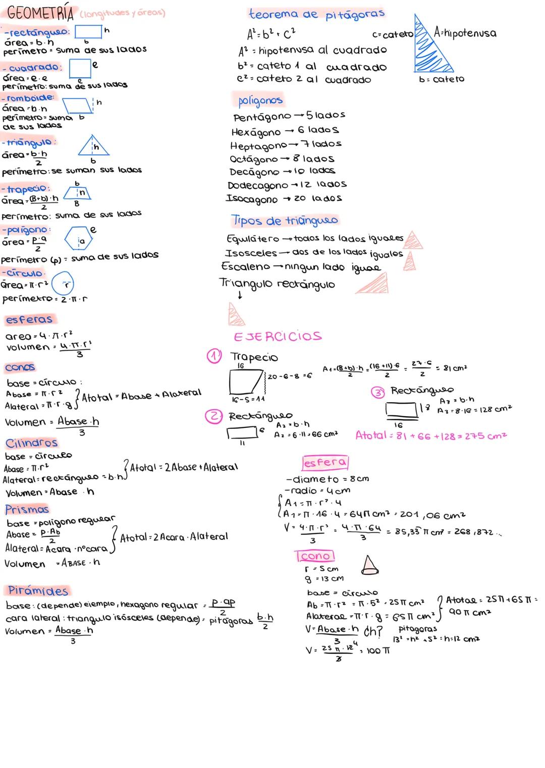 GEOMETRIA (longitudes y áreas)
-rectángulo
área = b.h
b
h
perimero suma de sus lados
Cuadrado;
área e.e
e
e
perimetro: suma de sus lados
-ro