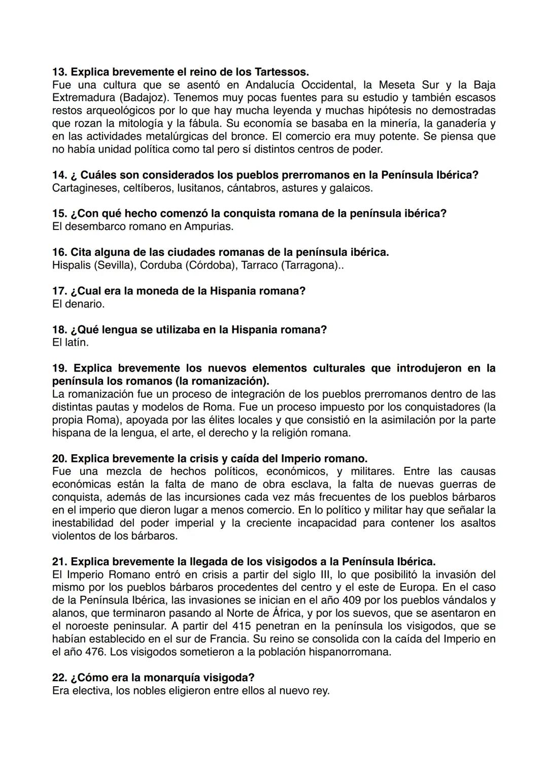 Historia de España 2º Bachillerato
Bloque 1
Preguntas cortas
1. Enumera las etapas en que se divide la Prehistoria.
Paleolítico, Neolítico y