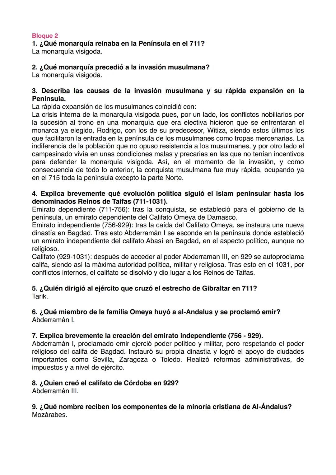 Historia de España 2º Bachillerato
Bloque 1
Preguntas cortas
1. Enumera las etapas en que se divide la Prehistoria.
Paleolítico, Neolítico y