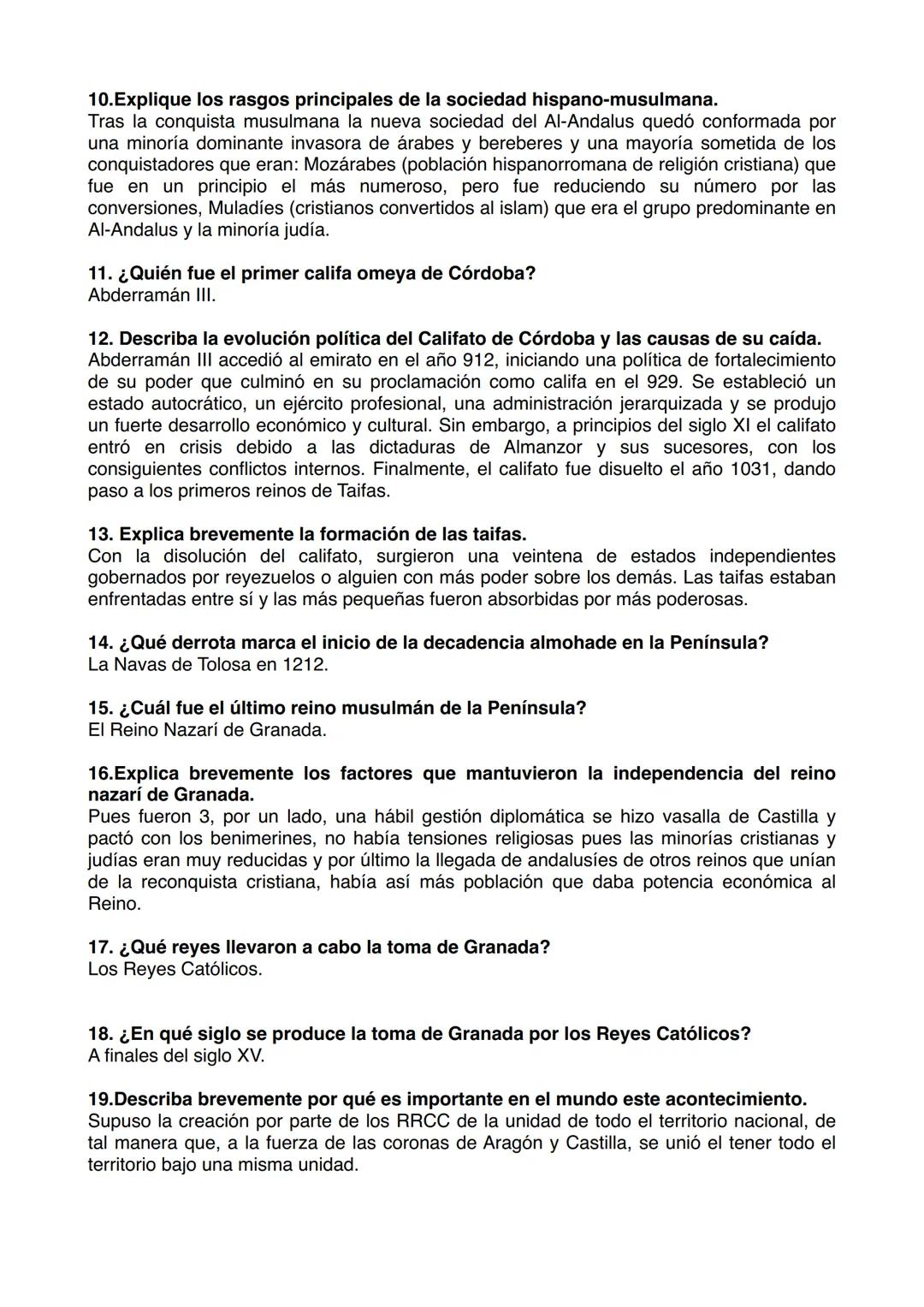 Historia de España 2º Bachillerato
Bloque 1
Preguntas cortas
1. Enumera las etapas en que se divide la Prehistoria.
Paleolítico, Neolítico y
