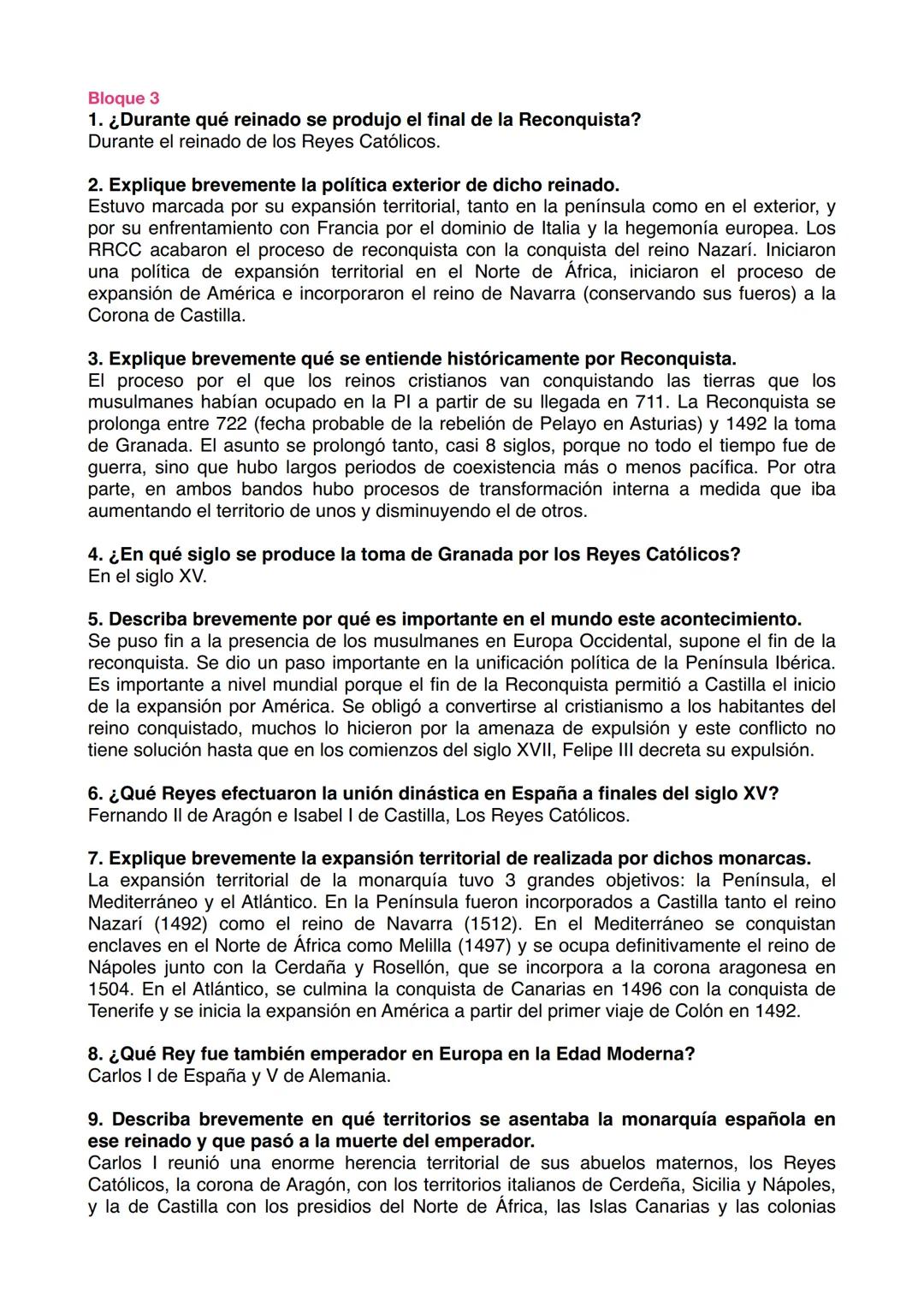 Historia de España 2º Bachillerato
Bloque 1
Preguntas cortas
1. Enumera las etapas en que se divide la Prehistoria.
Paleolítico, Neolítico y