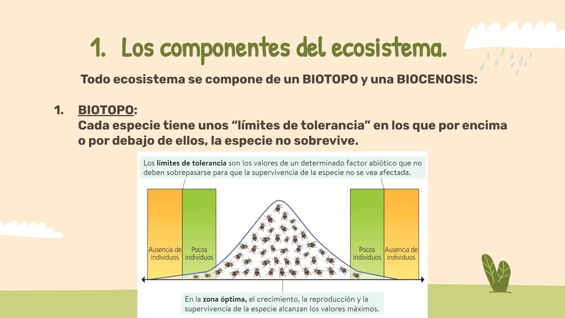 # Los ecosistemas.
## Tema 1.
1º ESO ÍNDICE:
01
Los componentes de
un ecosistema.
02
Las relaciones entre
seres vivos.
03
Las adaptac