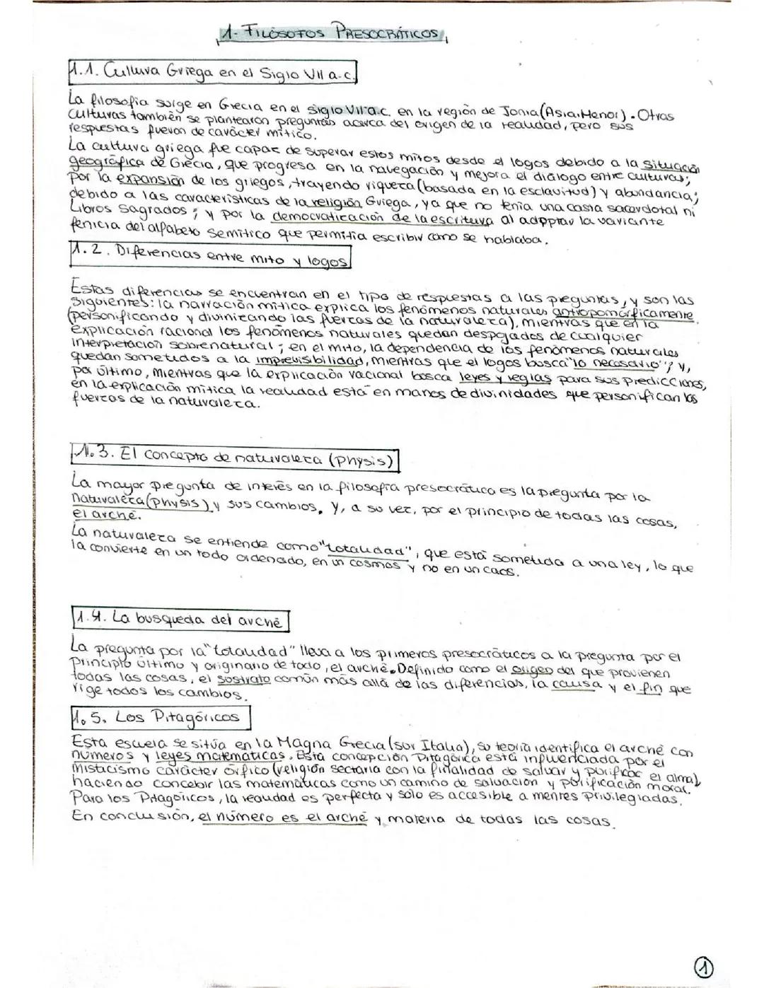 1- Los filósofos presocráticos