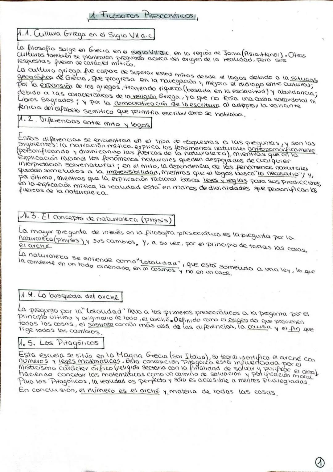 4.1. Culluva Griega
1. FILOSOFOS PRESOCRÁTICOS,
en el Siglo VII a.c.
La filosofia surge en Grecia en el siglo Virac. en la región de Jonia (