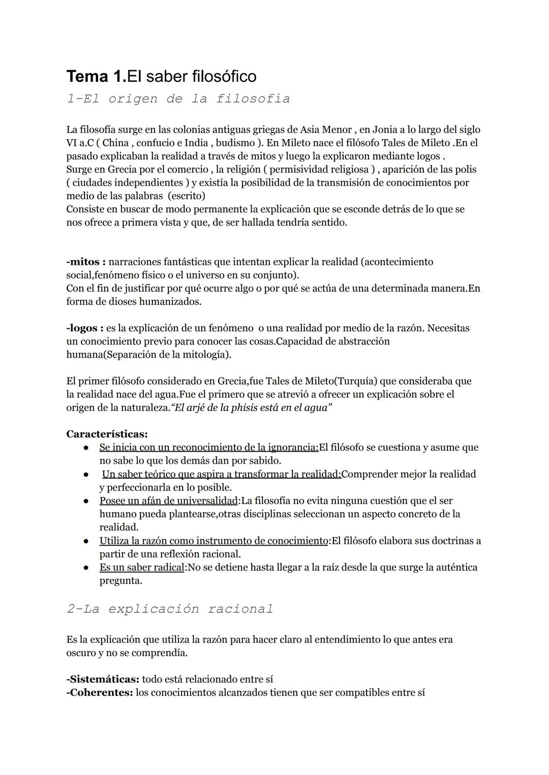 Filosofía El saber filosófico