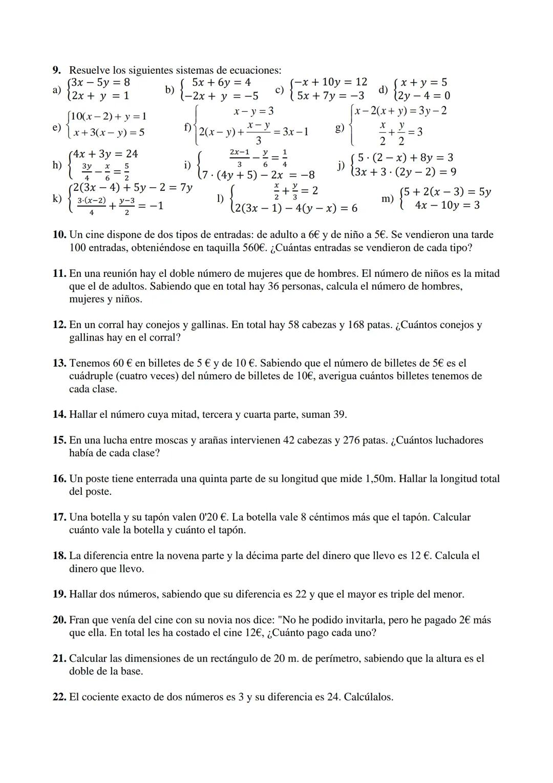 MATEMATICAS APLICADAS DE 3º ESO
EJERCICIOS DE REPASO
A.- NÚMEROS ENTEROS Y RACIONALES
1. Calcula:
a) -5+4-12-(-3):3
d) 23-42 +10: (7-2)
b)
6