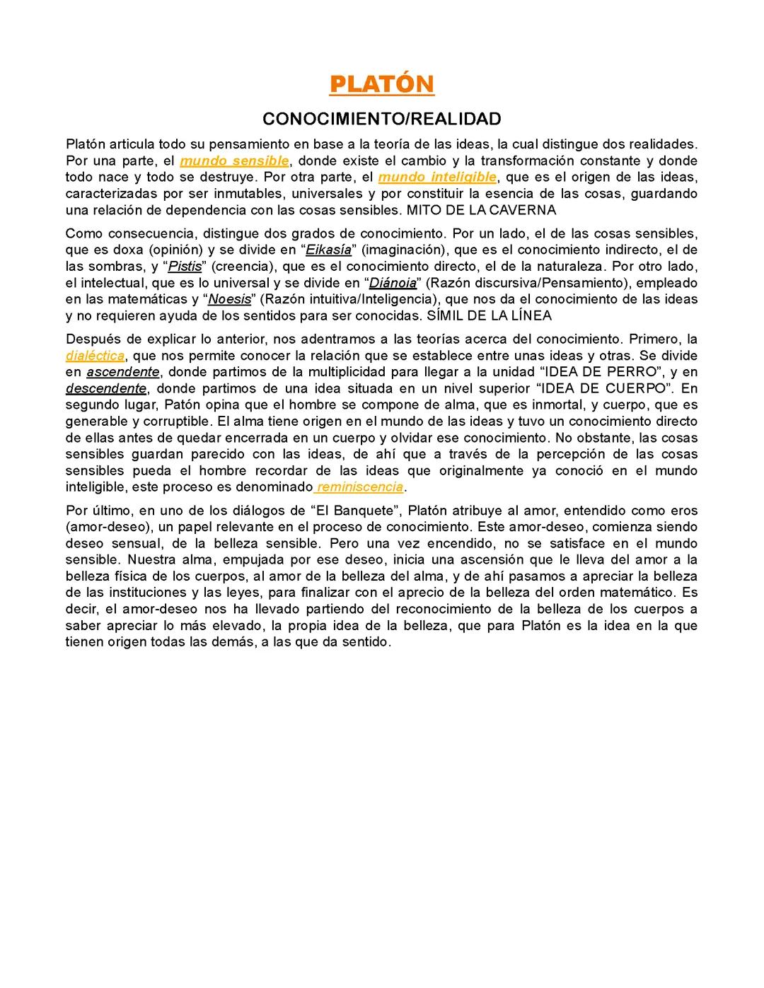 Apuntes historia de la filosofía . Platón , Aristóteles …