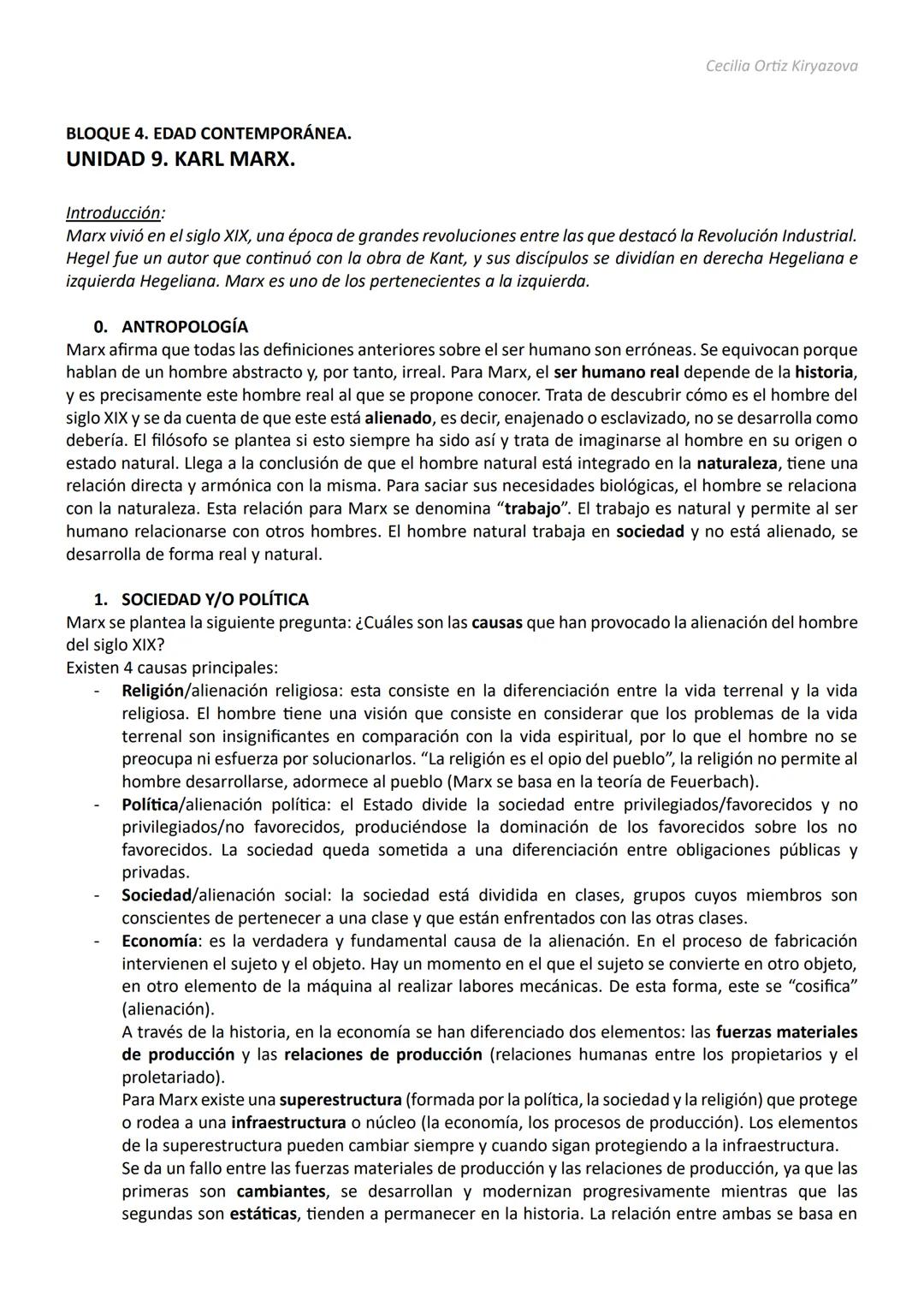 Cecilia Ortiz Kiryazova
BLOQUE 4. EDAD CONTEMPORÁNEA.
UNIDAD 9. KARL MARX.
Introducción:
Marx vivió en el siglo XIX, una época de grandes re