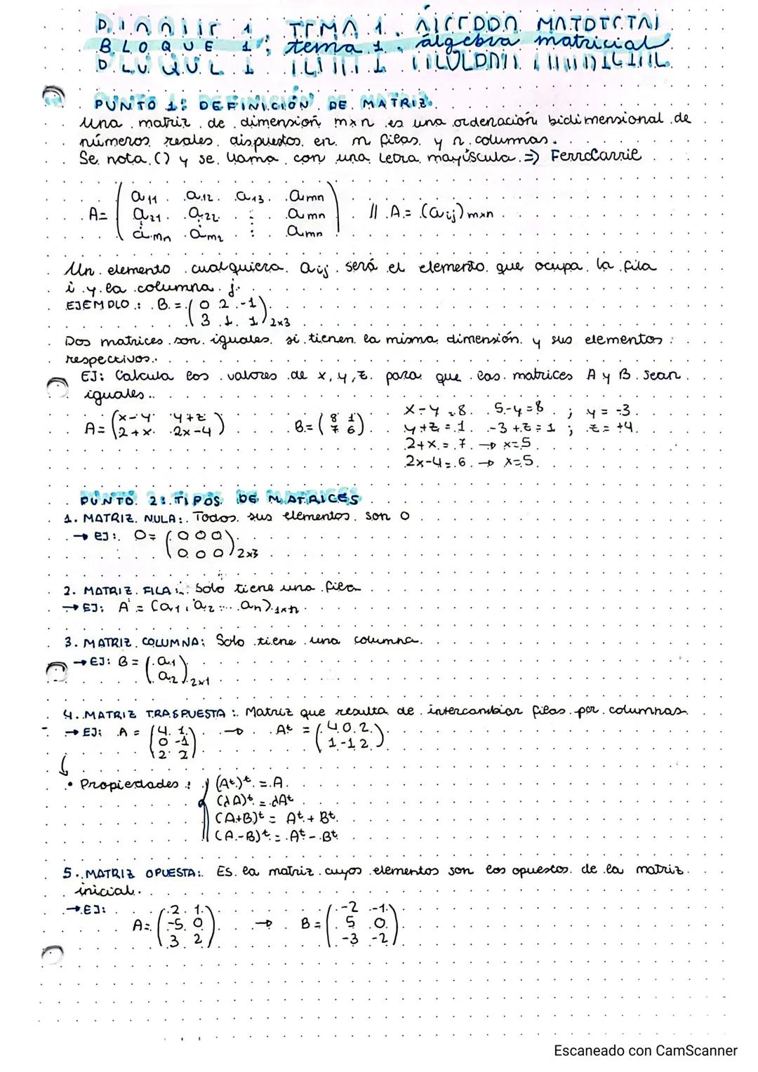 JI
BLOQUE
D. L.V. Q.U.L
ТЕМА 1. Лісером матотстлі
1 tema ±álgebra matricial.
COLD
PUNTO 1: DEFINICIÓN DE MATRIZ
una matriz de dimension man
