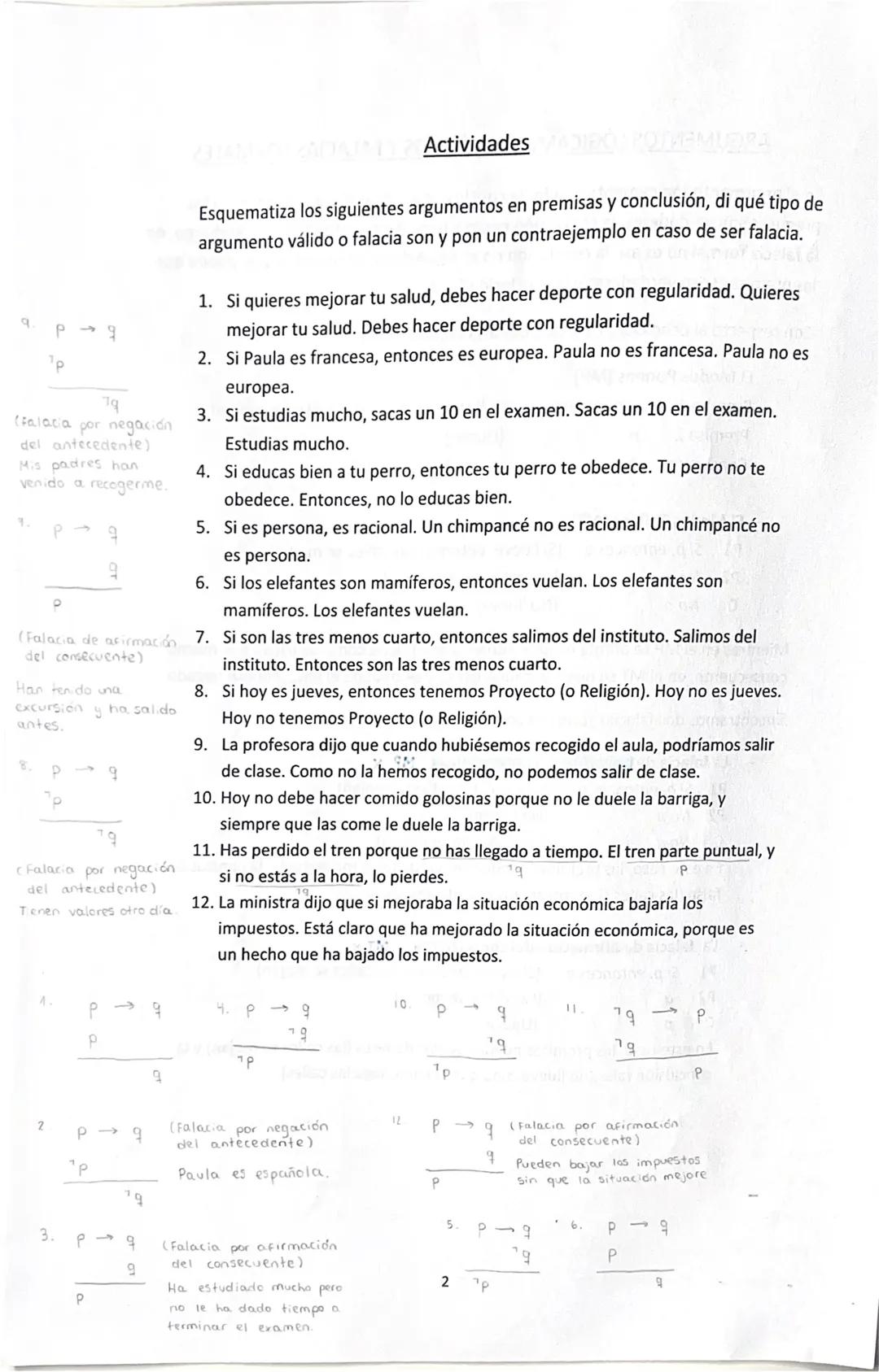 ARGUMENTOS LÓGICAMENTE VÁLIDOS Y FALACIAS FORMALES
En el argumento lógicamente válido, la conclusión se sigue de las premisas: si las
premis