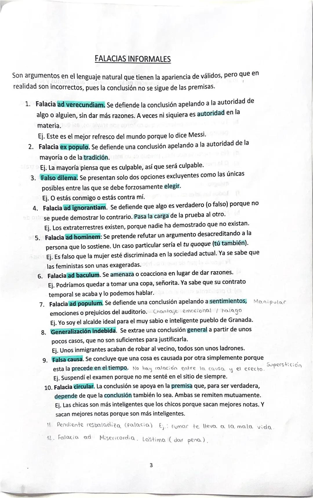ARGUMENTOS LÓGICAMENTE VÁLIDOS Y FALACIAS FORMALES
En el argumento lógicamente válido, la conclusión se sigue de las premisas: si las
premis