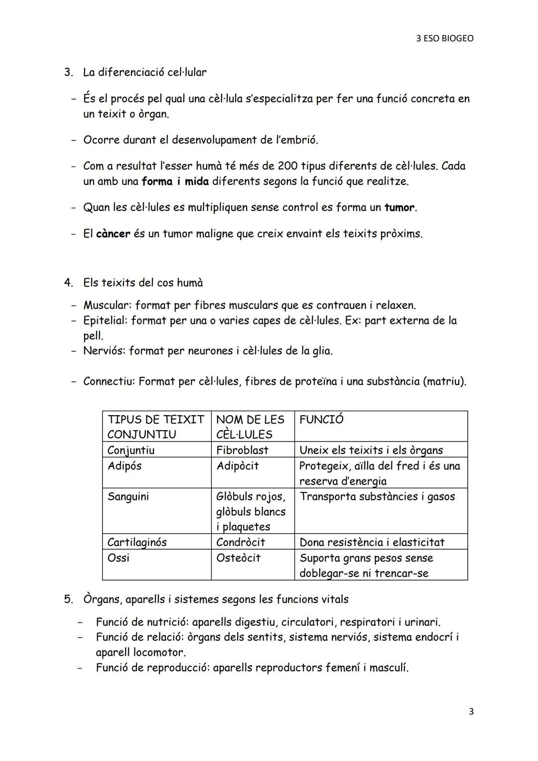 # Tema 1: El cos humà
Índex:
1. Els nivells d'organització
2. Les cèl·lules humanes
3. La diferenciació cel·lular
4. Els teixits del co