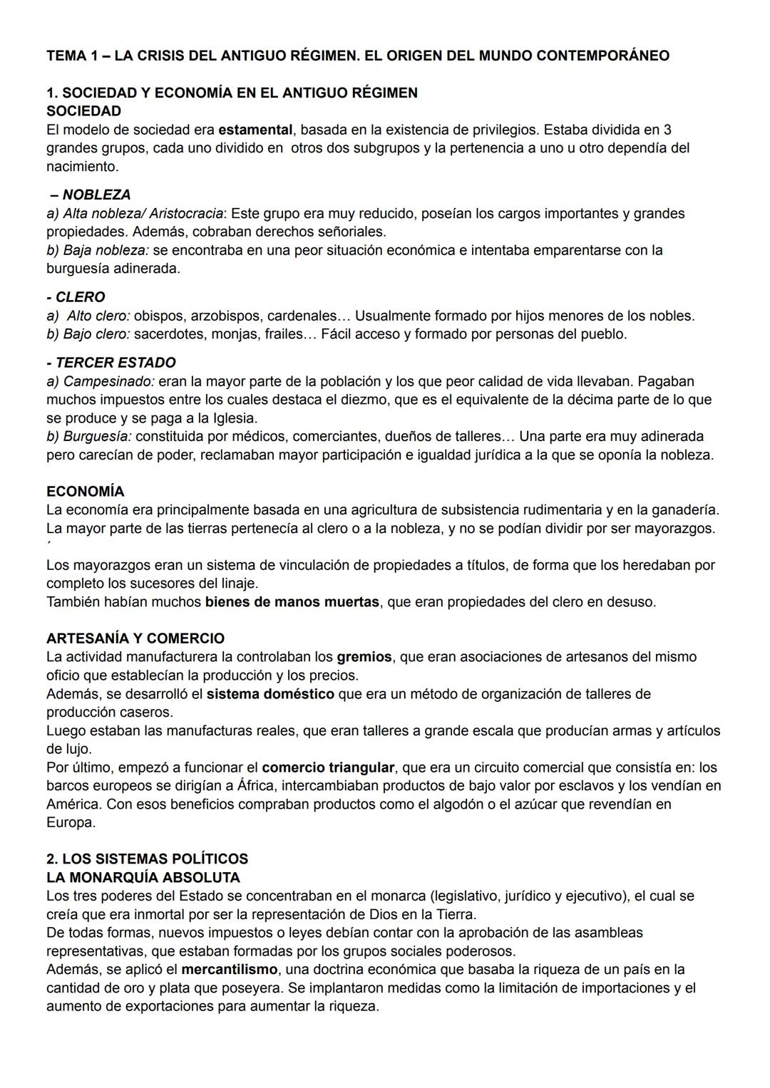 # TEMA 1-LA CRISIS DEL ANTIGUO RÉGIMEN. EL ORIGEN DEL MUNDO CONTEMPORÁNEO
1. SOCIEDAD Y ECONOMÍA EN EL ANTIGUO RÉGIMEN
SOCIEDAD
El modelo d