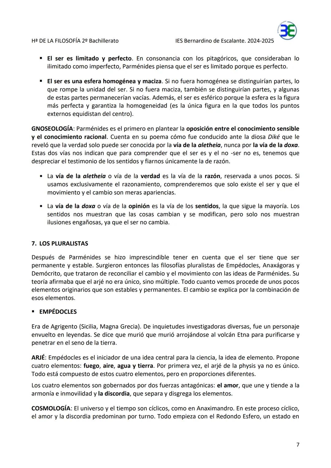 Hª DE LA FILOSOFÍA 2º Bachillerato
IES Bernardino de Escalante. 2024-2025
TEMA 1. LOS PRESOCRÁTICOS
1. EL ORIGEN DE LA FILOSOFÍA OCCIDENTA