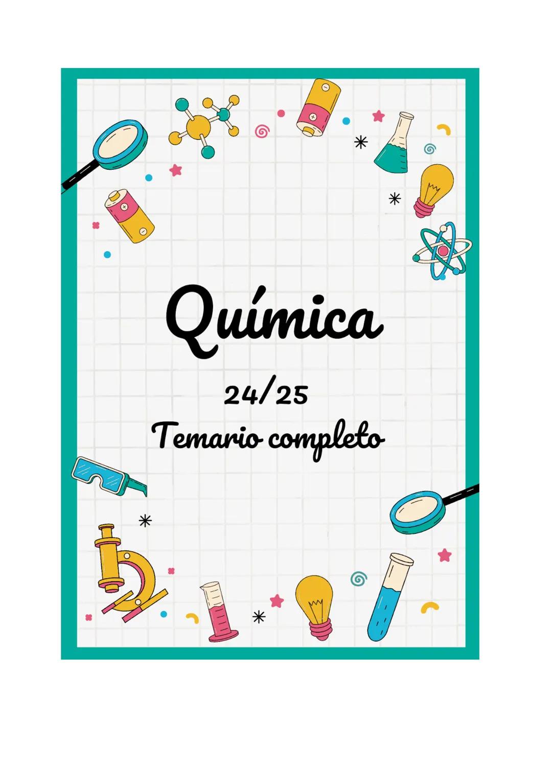 +
Química
24/25
Temario completo
* Tema 1
1.1 - Atomo: Parte más pequeña de una sustancia que no se puede descomponer químicamente. Los
átom