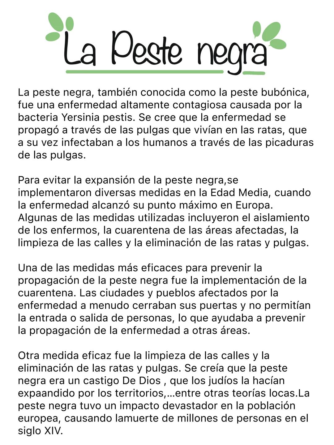 La Peste negra
La peste negra, también conocida como la peste bubónica,
fue una enfermedad altamente contagiosa causada por la
bacteria Yers