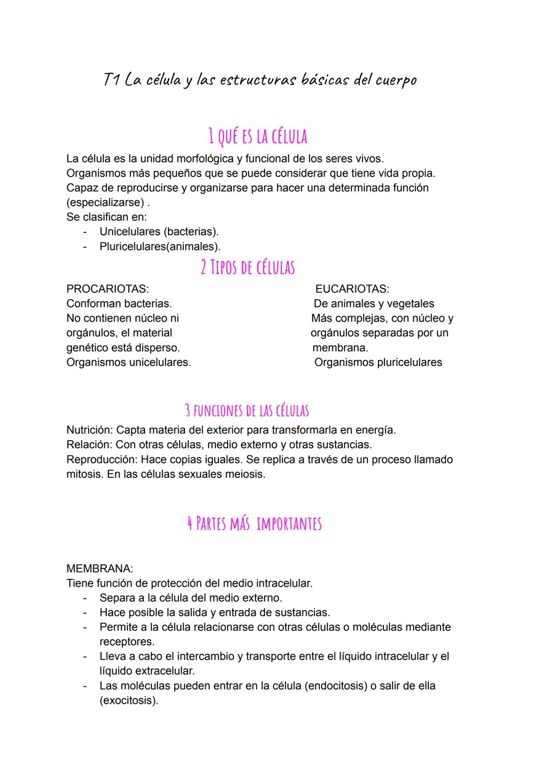 T1 la célula y las estructuras básicas del
1 QUÉ ES LA CÉLULA
cuerpo
La célula es la unidad morfológica y funcional de los seres vivos.
Orga