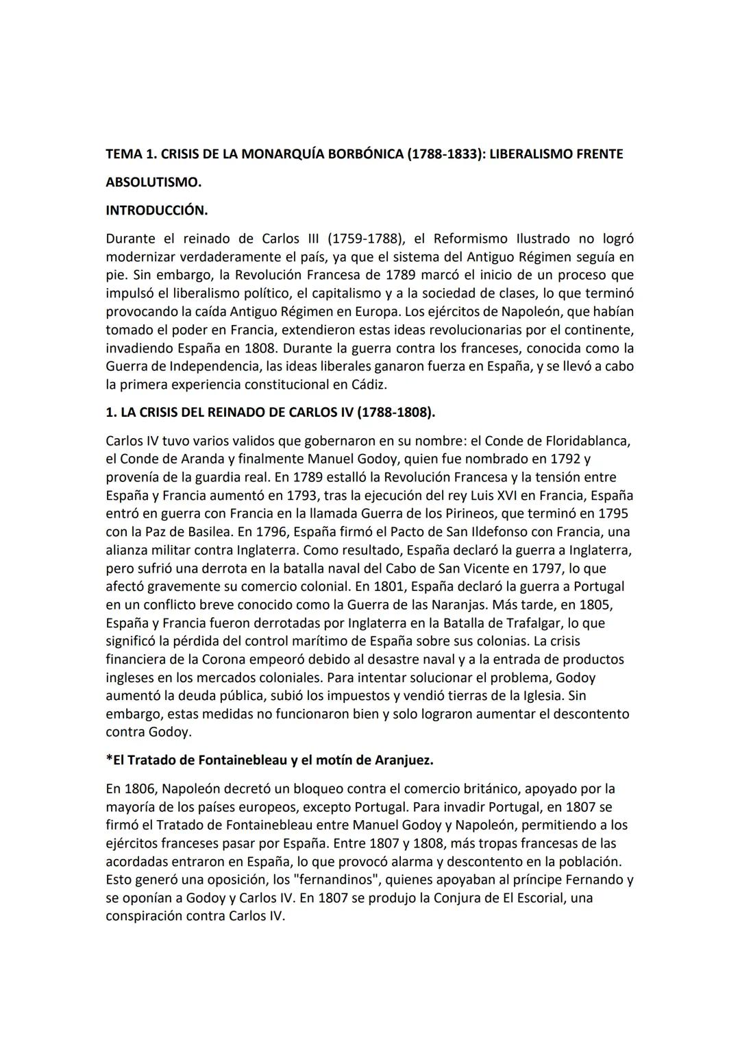 CRISIS DE LA MONARQUÍA BORBÓNICA (1788-1833): LIBERALISMO FRENTEABSOLUTISMO. 2BACH.