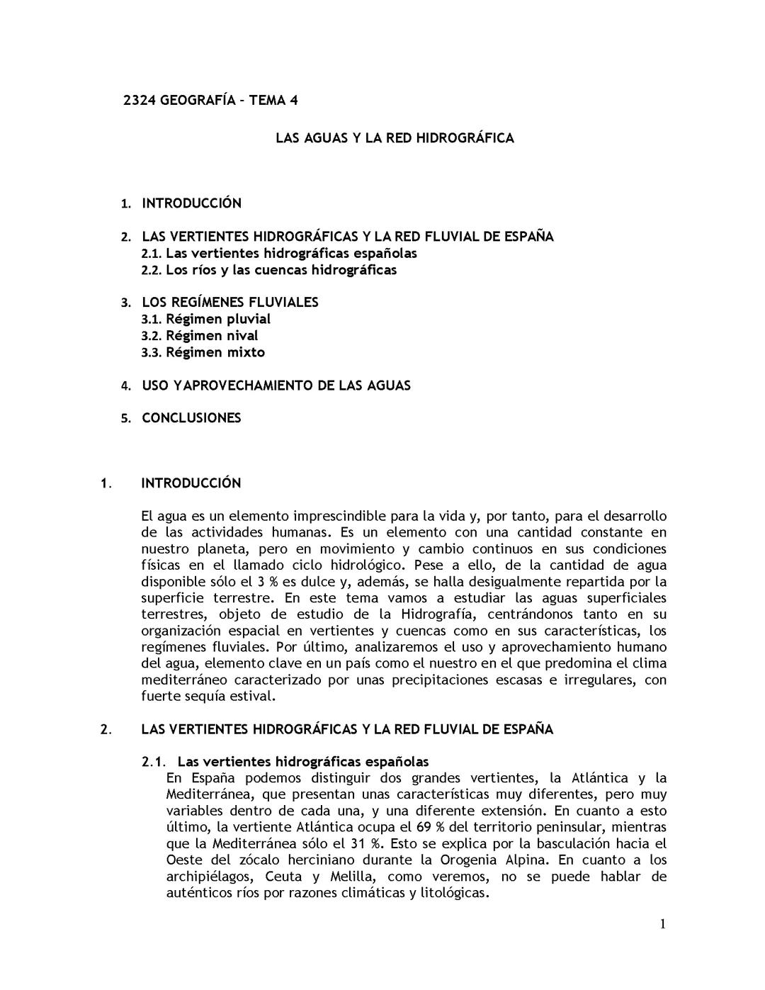 TEMA 4 LAS AGUAS Y LA RED HIDROGRÁFICA (EBAU ANDALUCÍA )