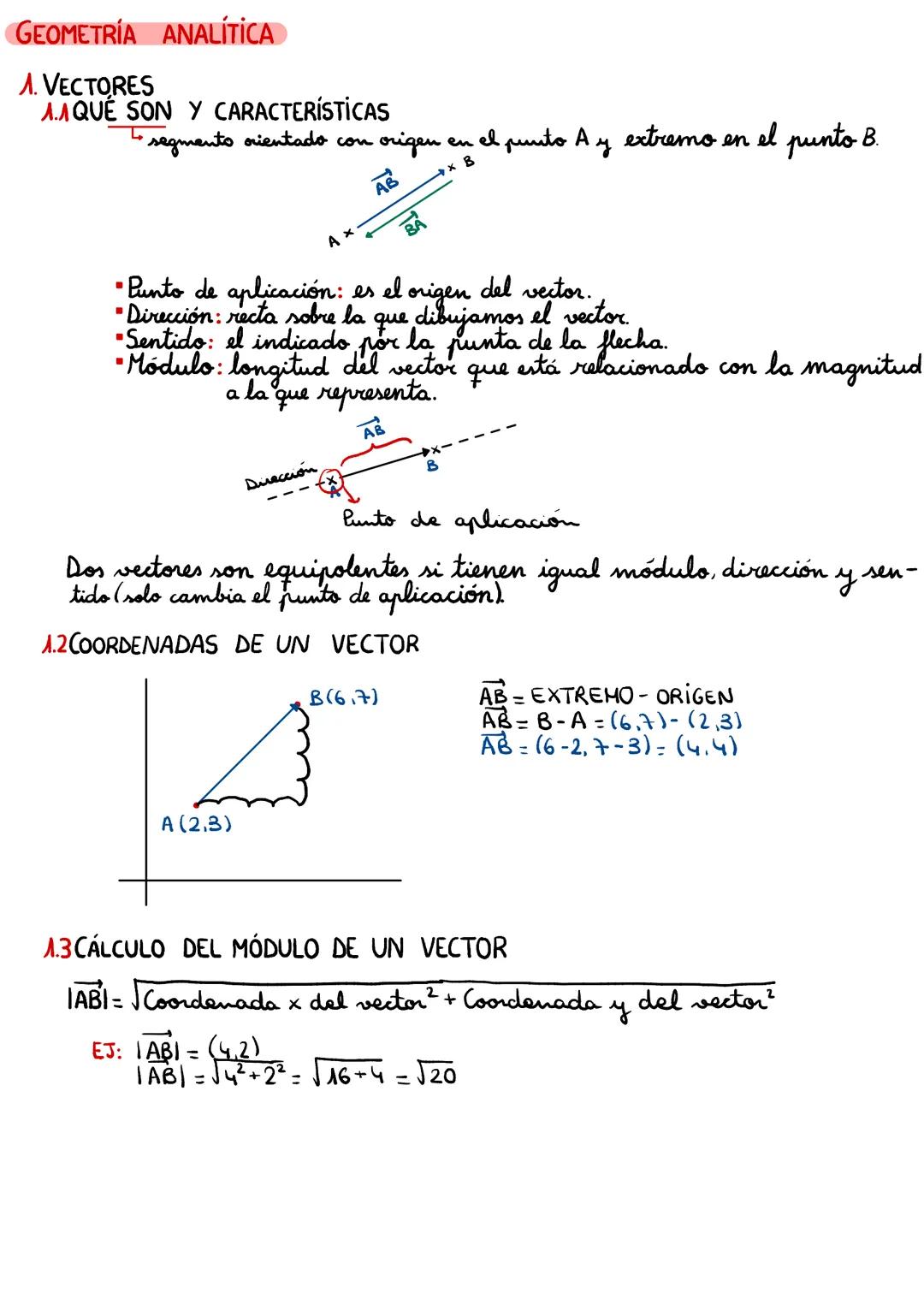 GEOMETRÍA ANALÍTICA
A. VECTORES
A.AQUE SON Y CARACTERÍSTICAS
ما
• segments orientado con origen en el punto Ay
B
extremo
en
el
punto B.
AB
"