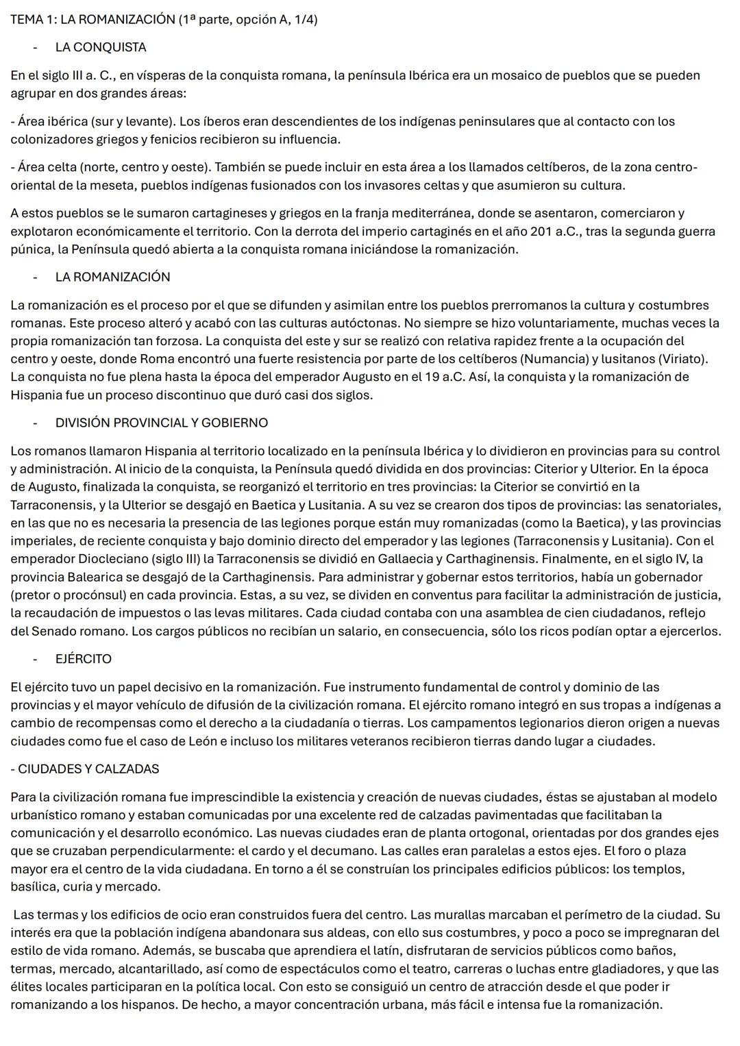 # TEMA 1: LA ROMANIZACIÓN (1ª parte, opción A, 1/4)
- LA CONQUISTA
En el siglo III a. C., en vísperas de la conquista romana, la península