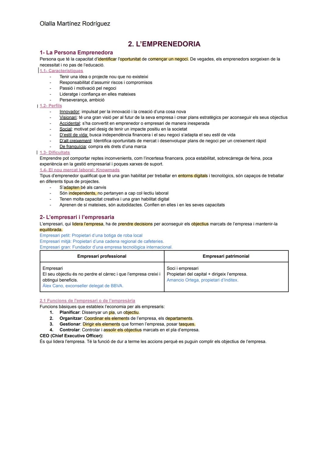 Olalla Martínez Rodríguez
# 1.L'ECONOMIA I L'EMPRESA
L'economia és la ciència que estudia la manera de satisfer les necessitats humanes ge