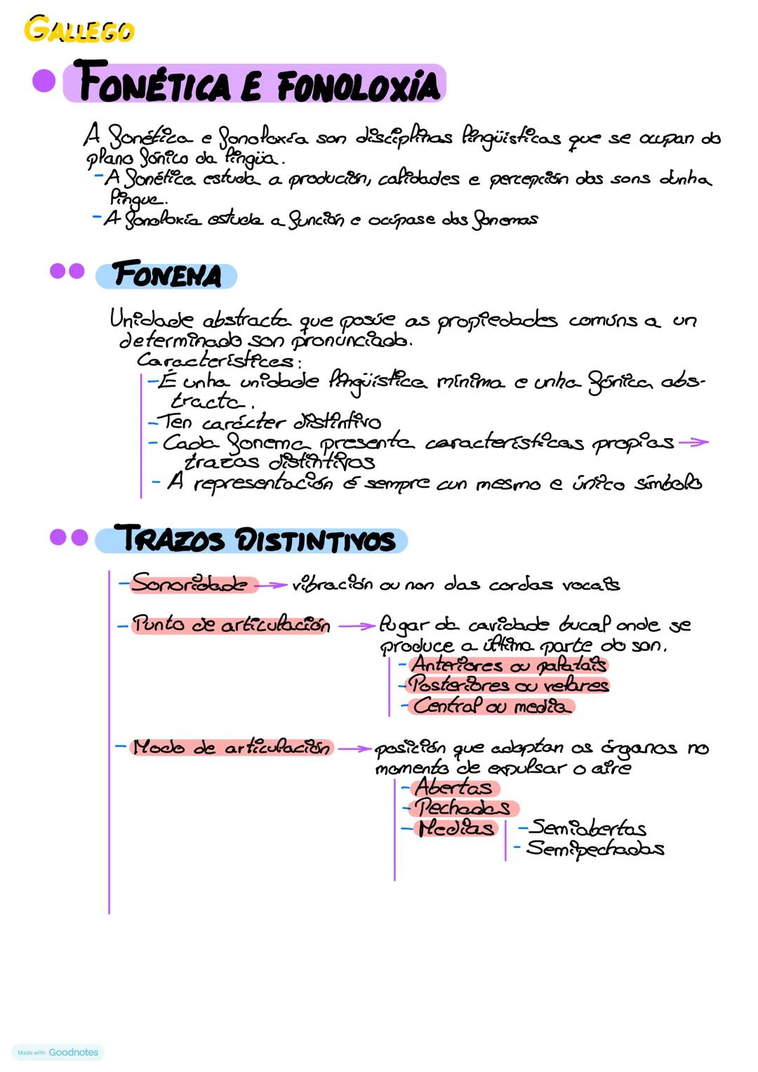 # GALLEGO GALLEGO
• FONÉTICA E FONOLOXÍA
A Sonética e Sonoloxía son disciplinas Pengüisticas que se ocupan do
plano Sónico da Pingia.
-A S
